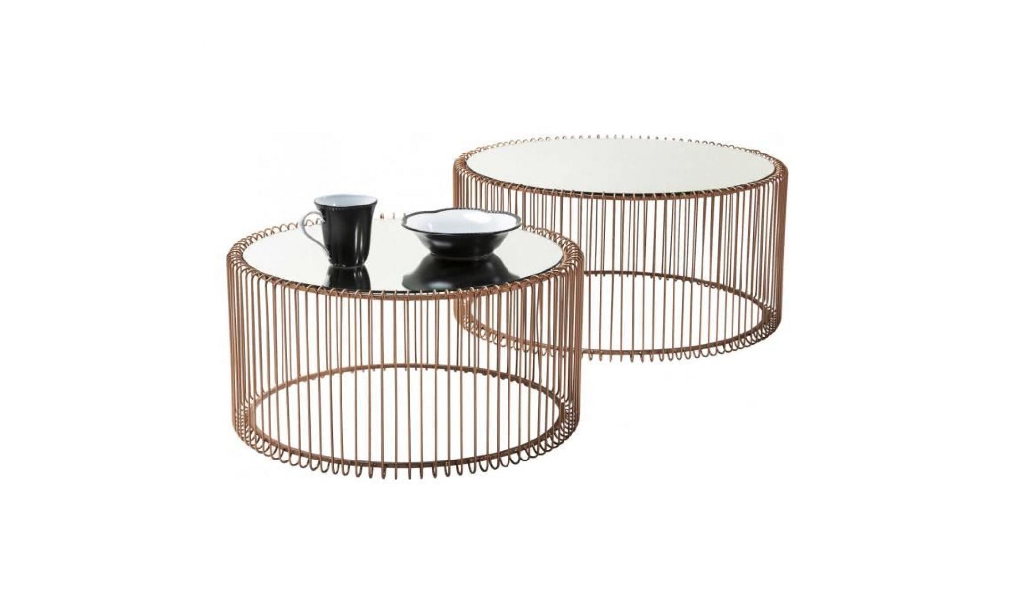 table basse ronde wire cuivre 2/set kare design
