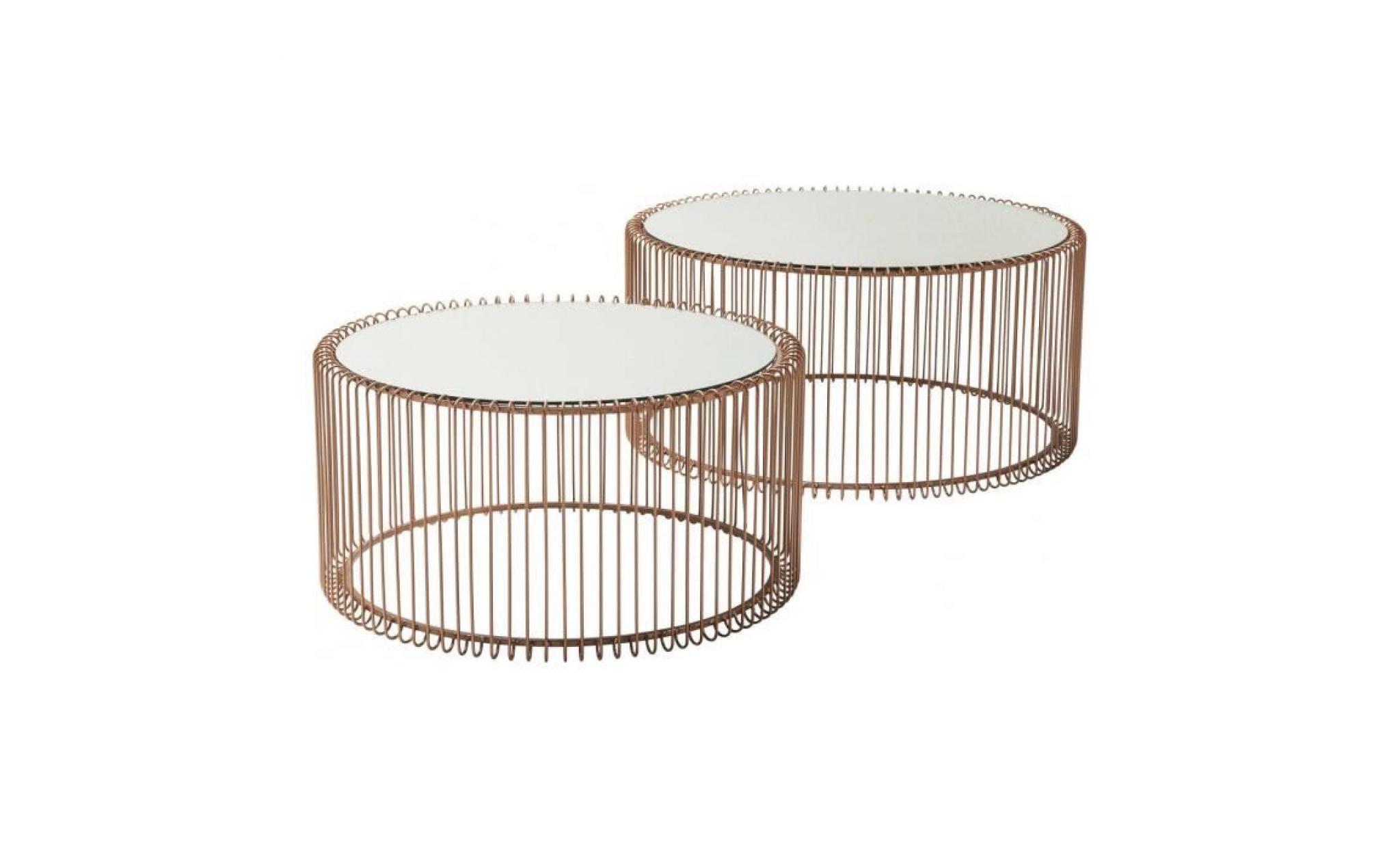 table basse ronde wire cuivre 2/set kare design pas cher