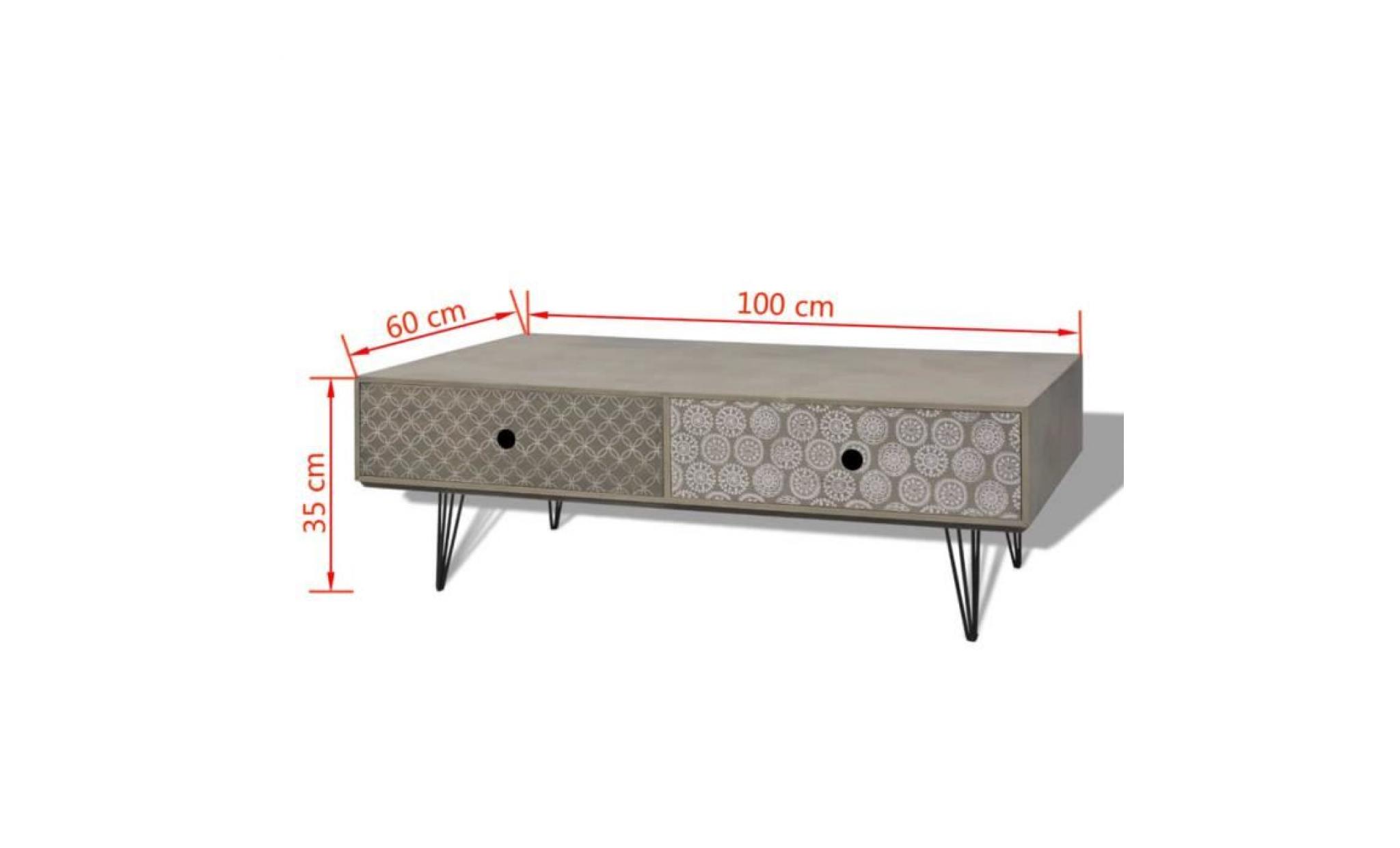 table basse  scandinave 100 x 60 x 35 cm gris pas cher