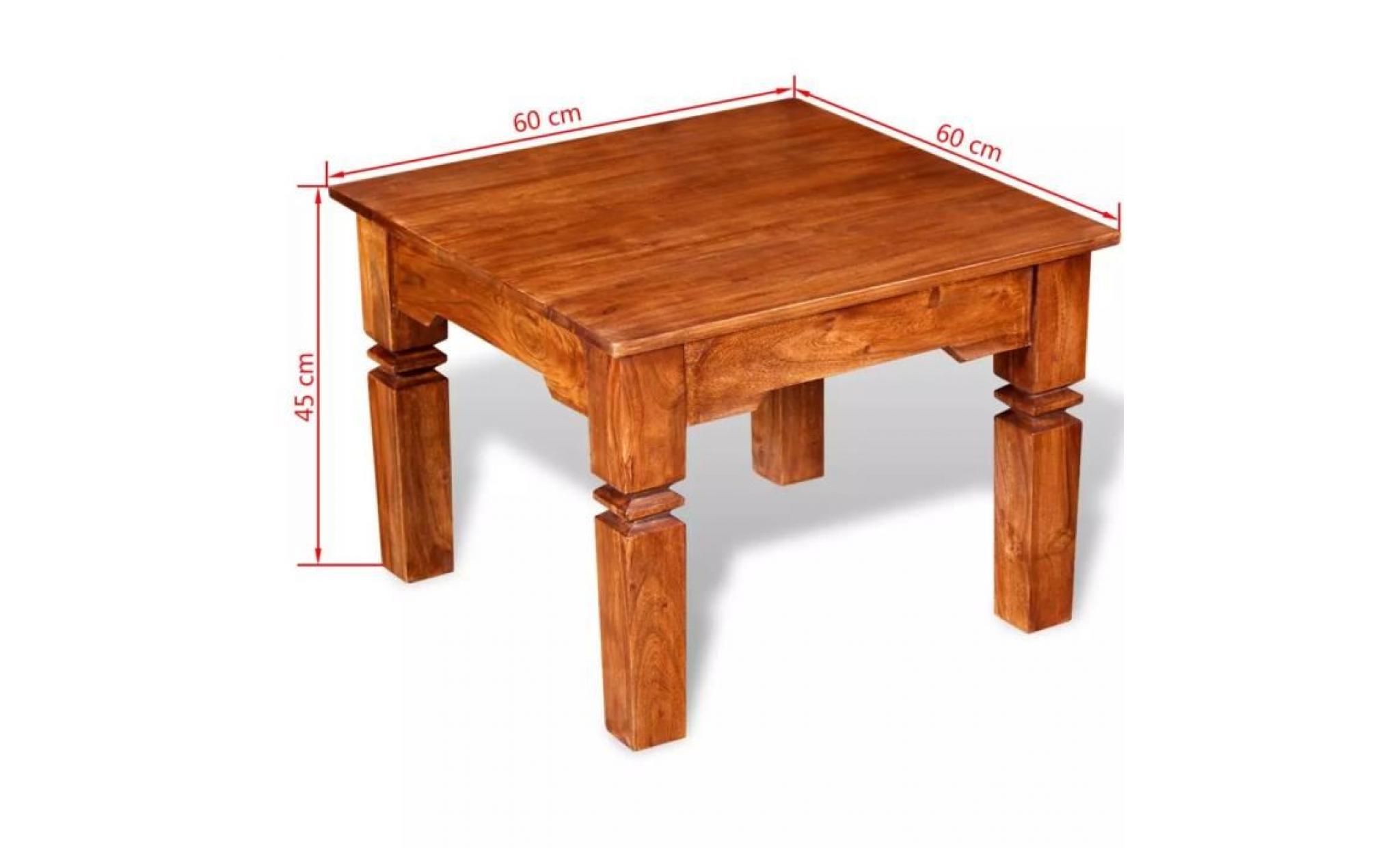 table basse scandinave bois massif 60 x 60 x 45 cm pas cher