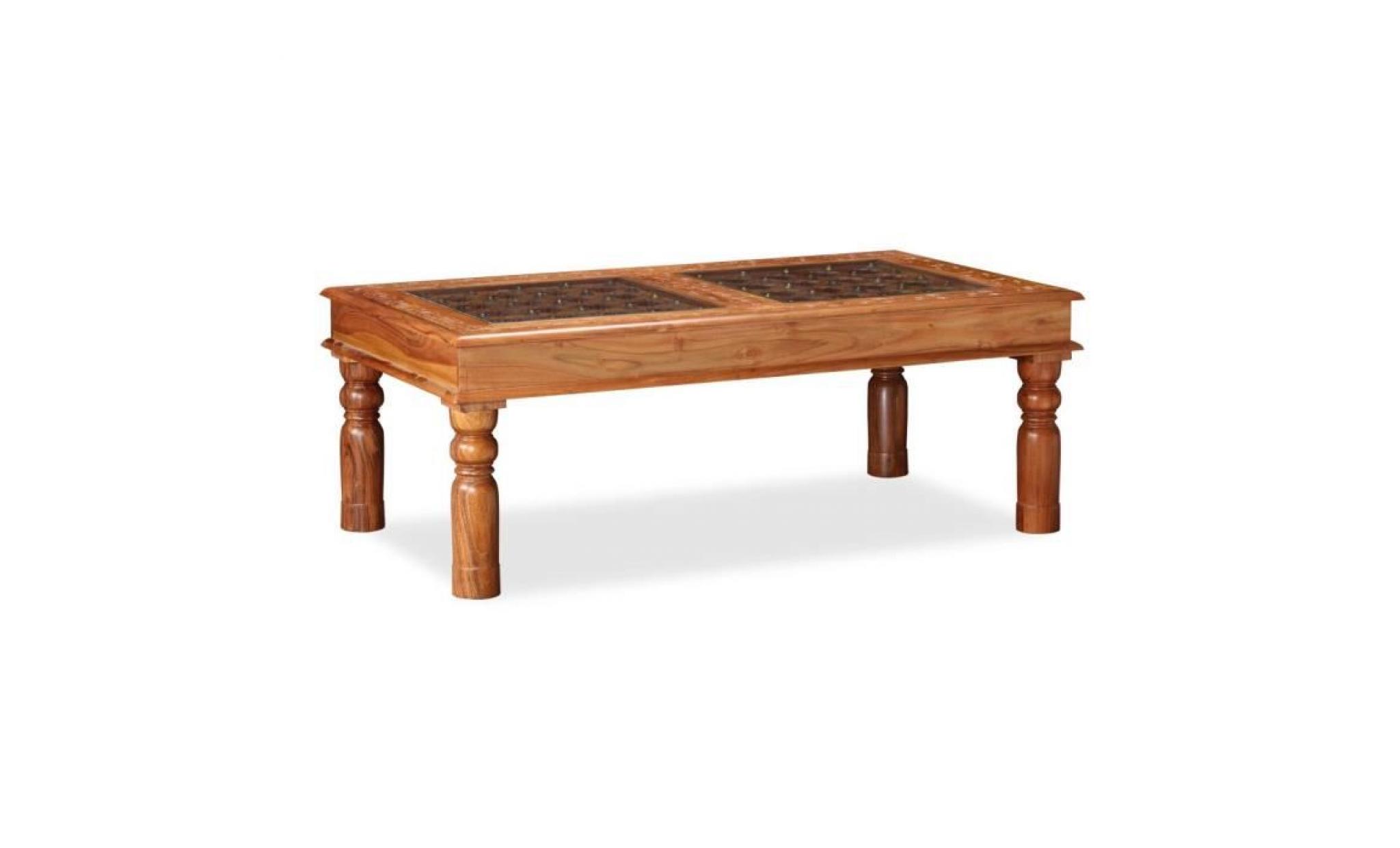 table basse style contemporain bois d'acacia massif 110 x 60 x 40 cm