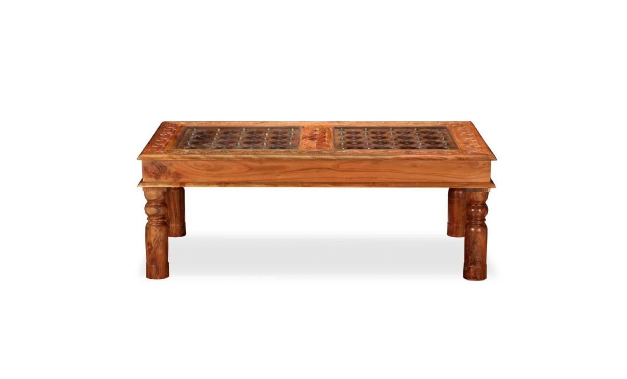 table basse style contemporain bois d'acacia massif 110 x 60 x 40 cm pas cher