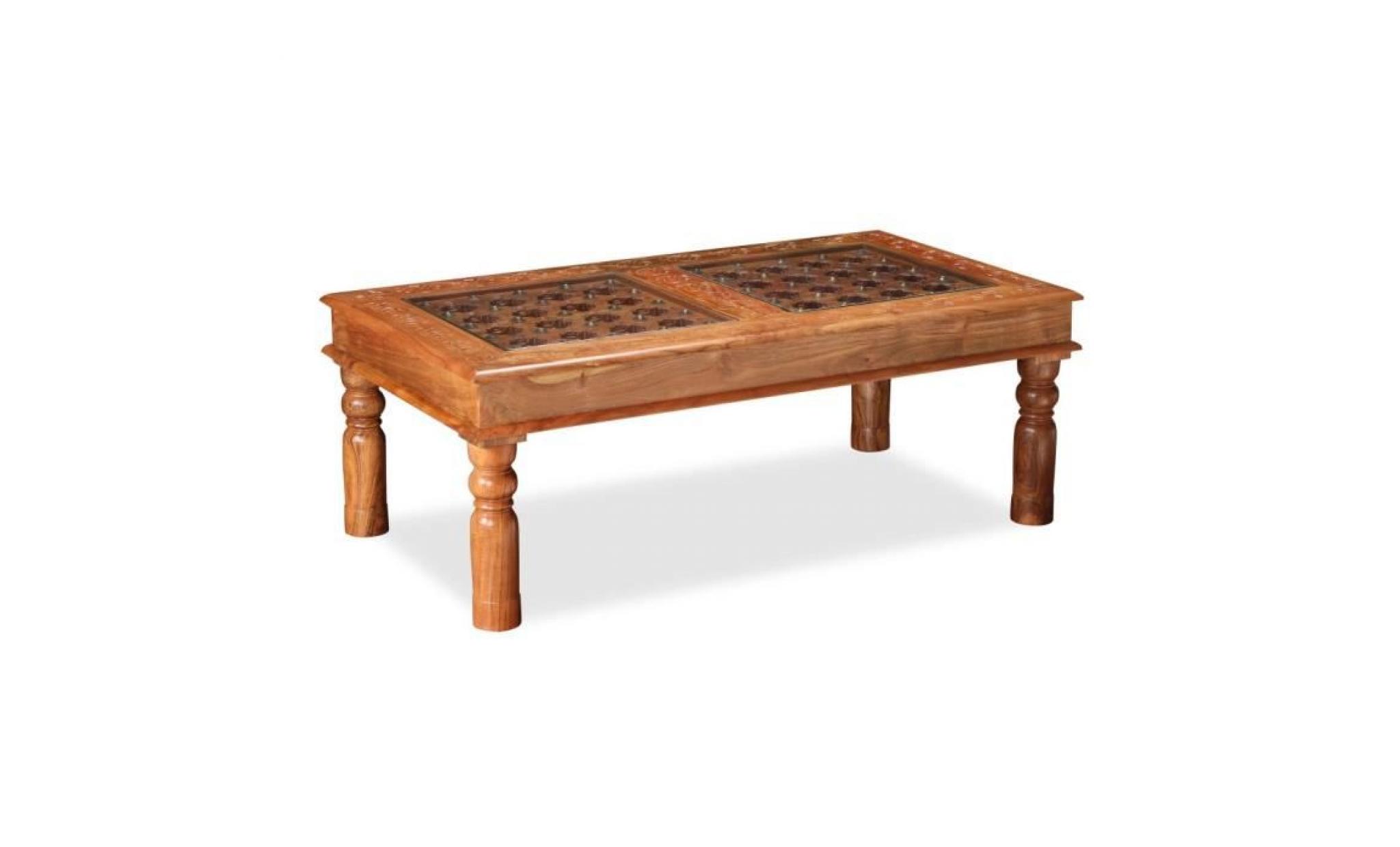 table basse style contemporain bois d'acacia massif 110 x 60 x 40 cm pas cher