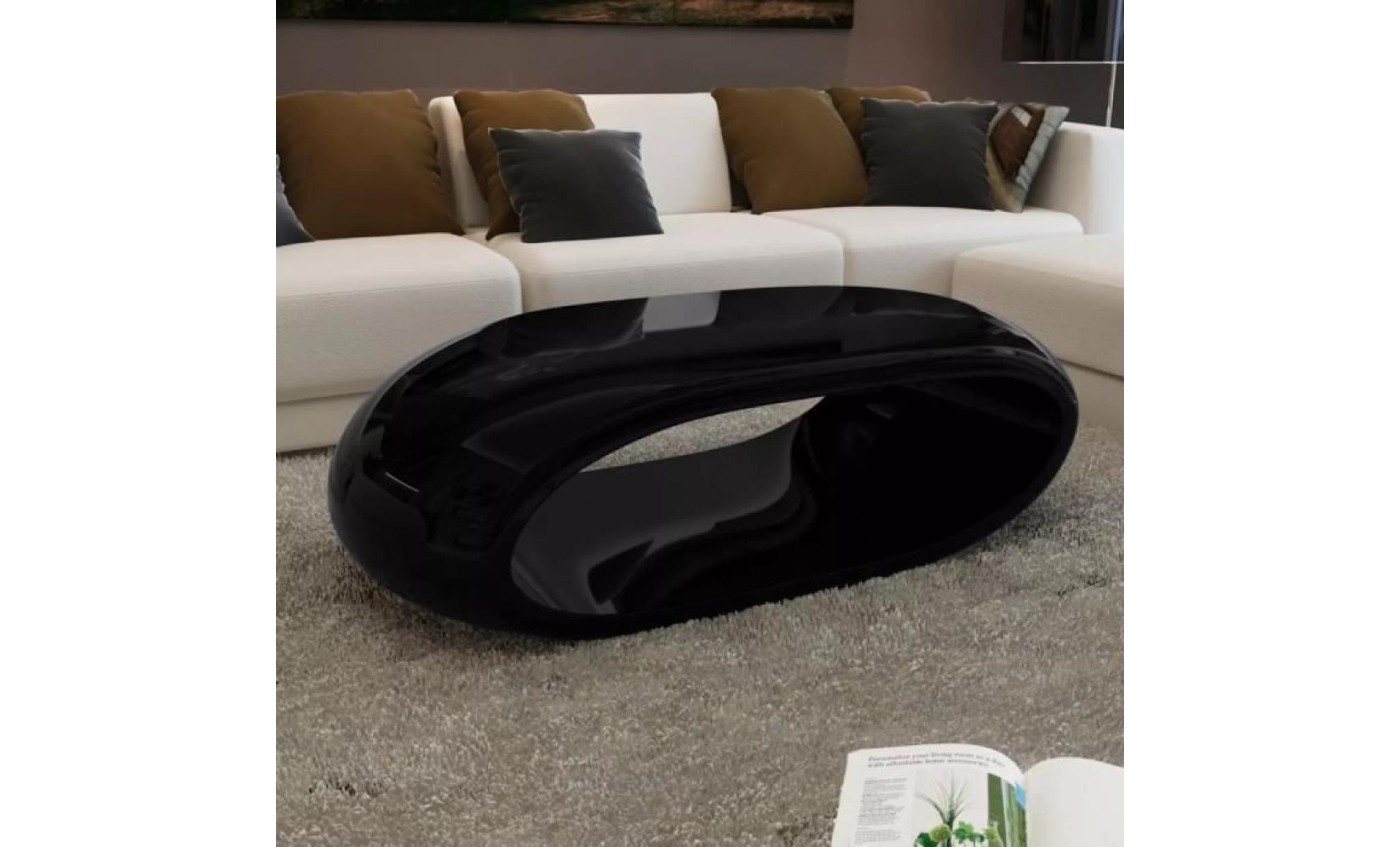 table basse style contemporain fibre de verre noir brillant
