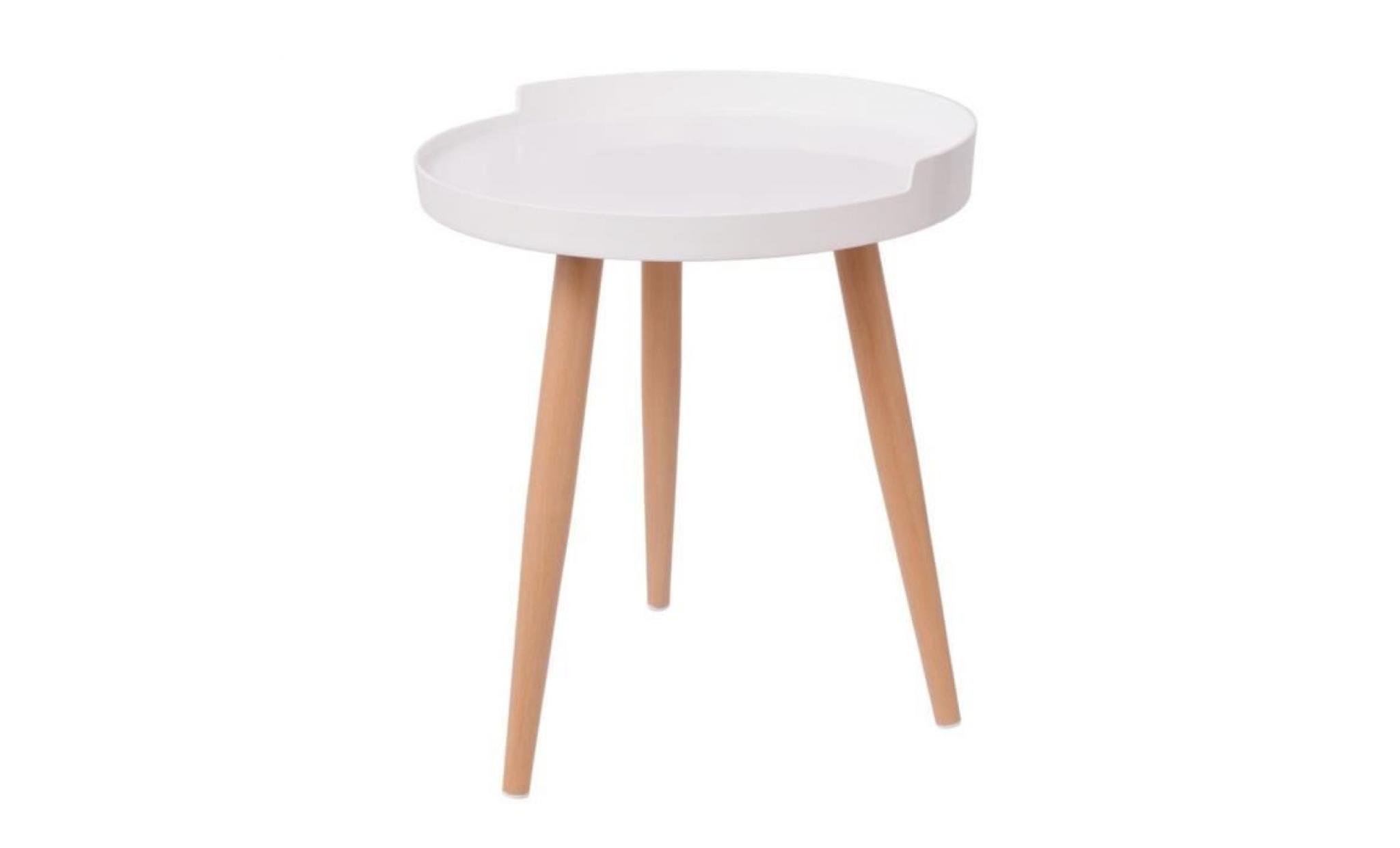 table basse  style contemporain ronde 40 x 45,5 cm blanc assemblage facile