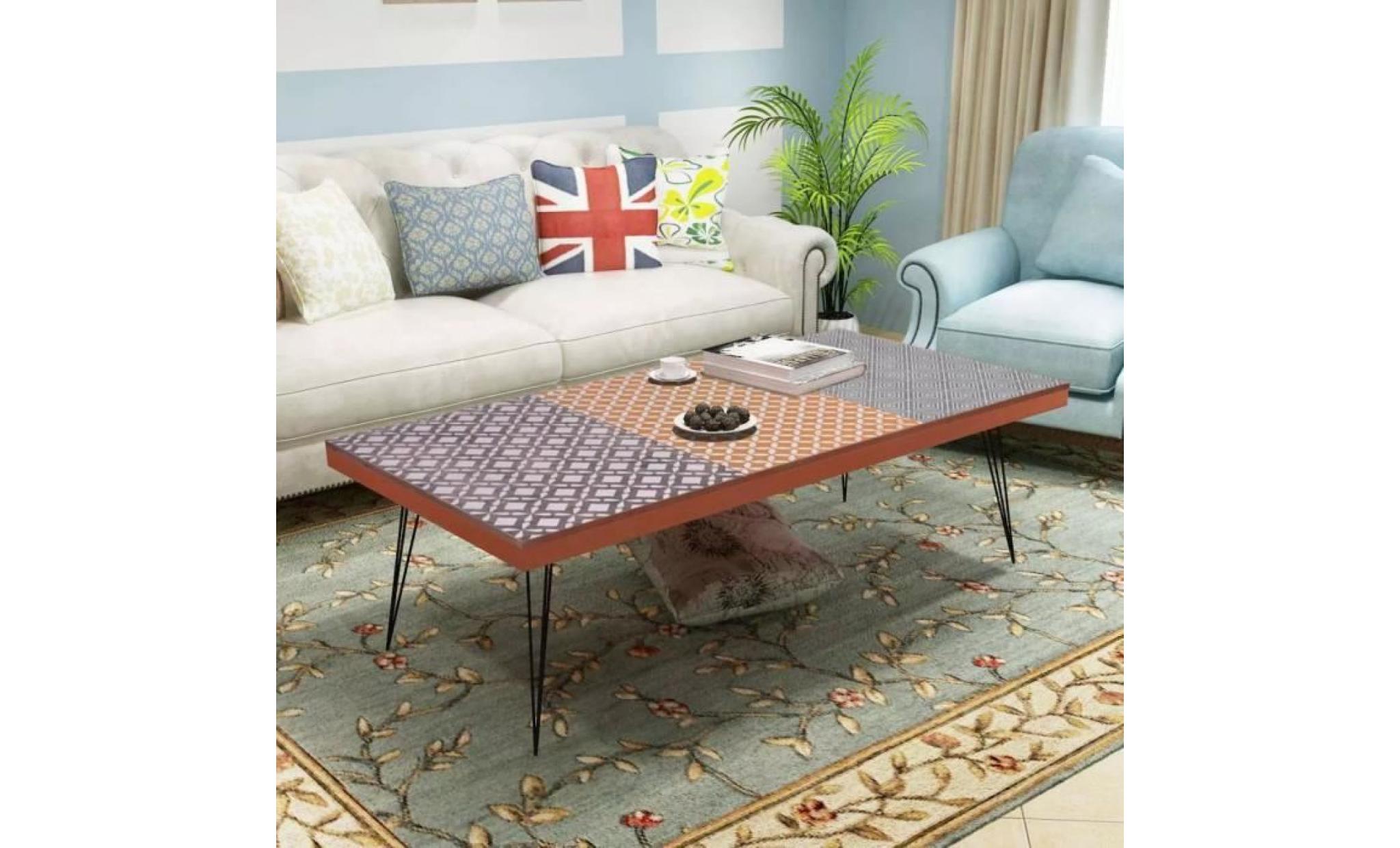 table basse style contemporain table de salon 120 x 60 x 38 cm marron