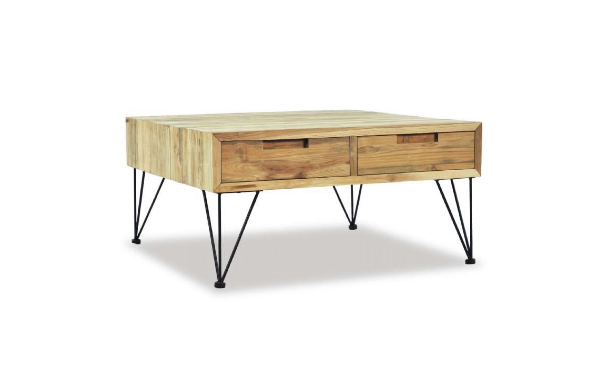 table basse style contemporain table de salon 80 x 80 x 40 cm teck massif pas cher