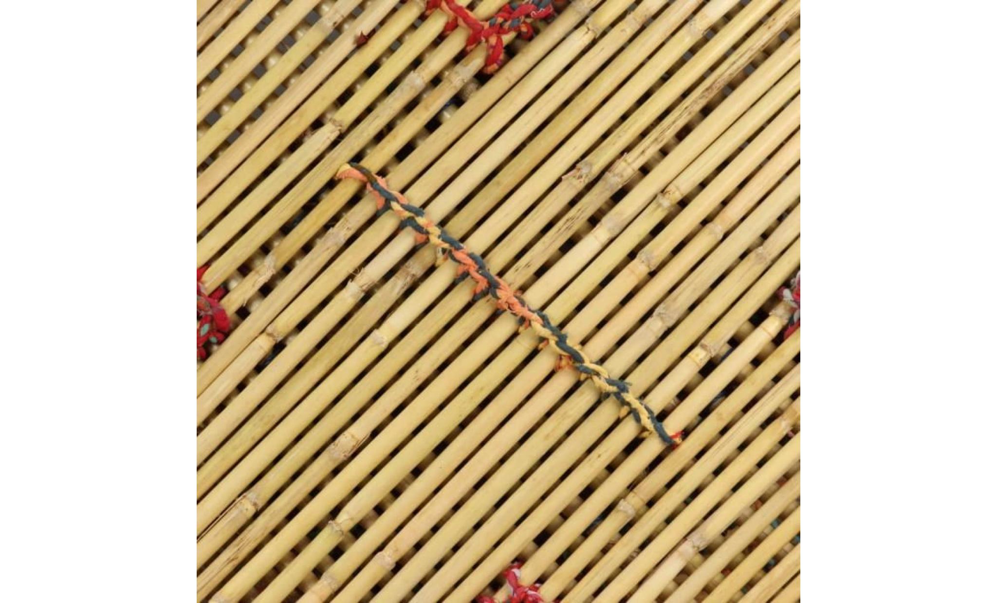 table basse style contemporain table de salon bambou avec détails chindi multicolore pas cher
