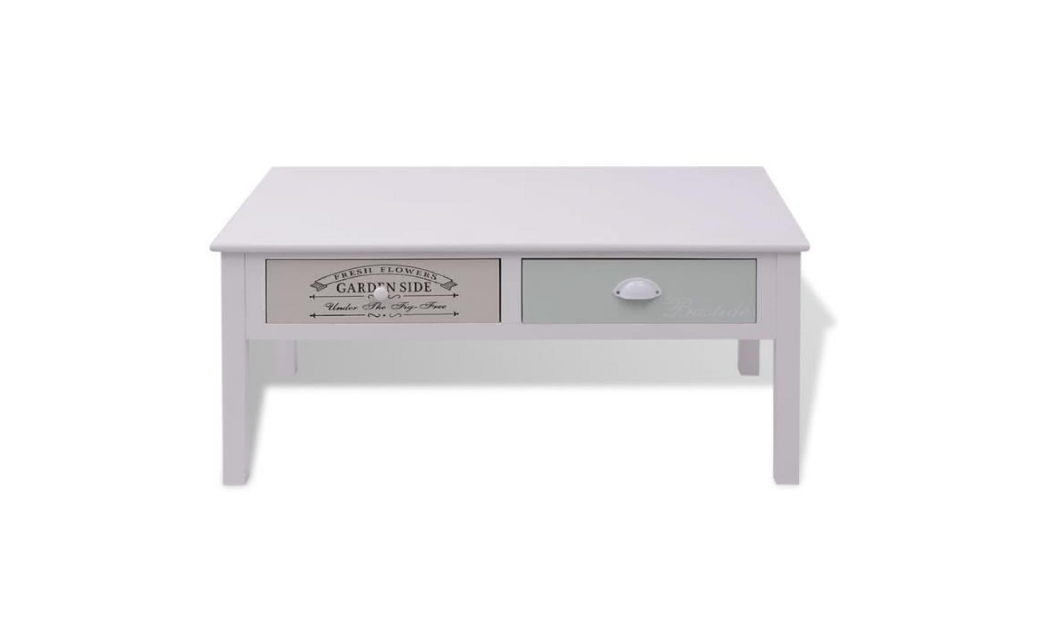 table basse style contemporain table de salon bois de récupération massif 60 x 45 cm blanc pas cher