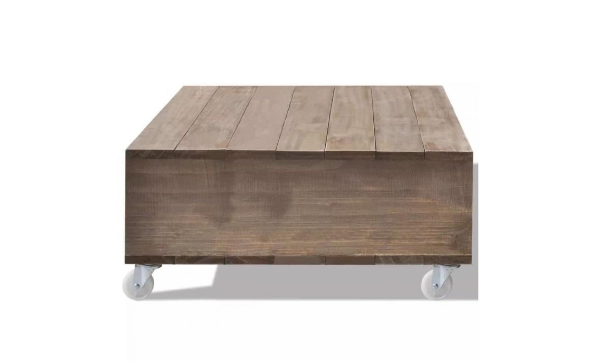 table basse style contemporain table de salon marron bois massif pas cher