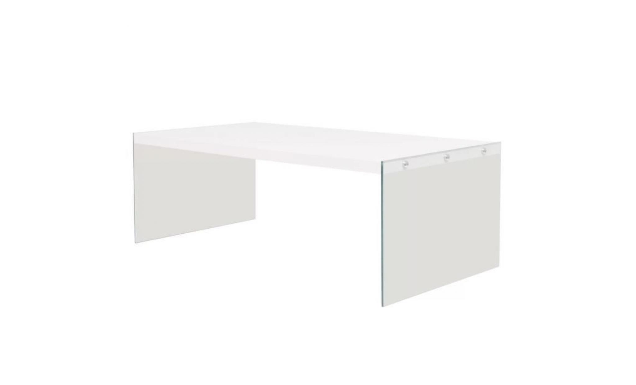 table basse style contemporain table de salon mdf verre très brillant blanc