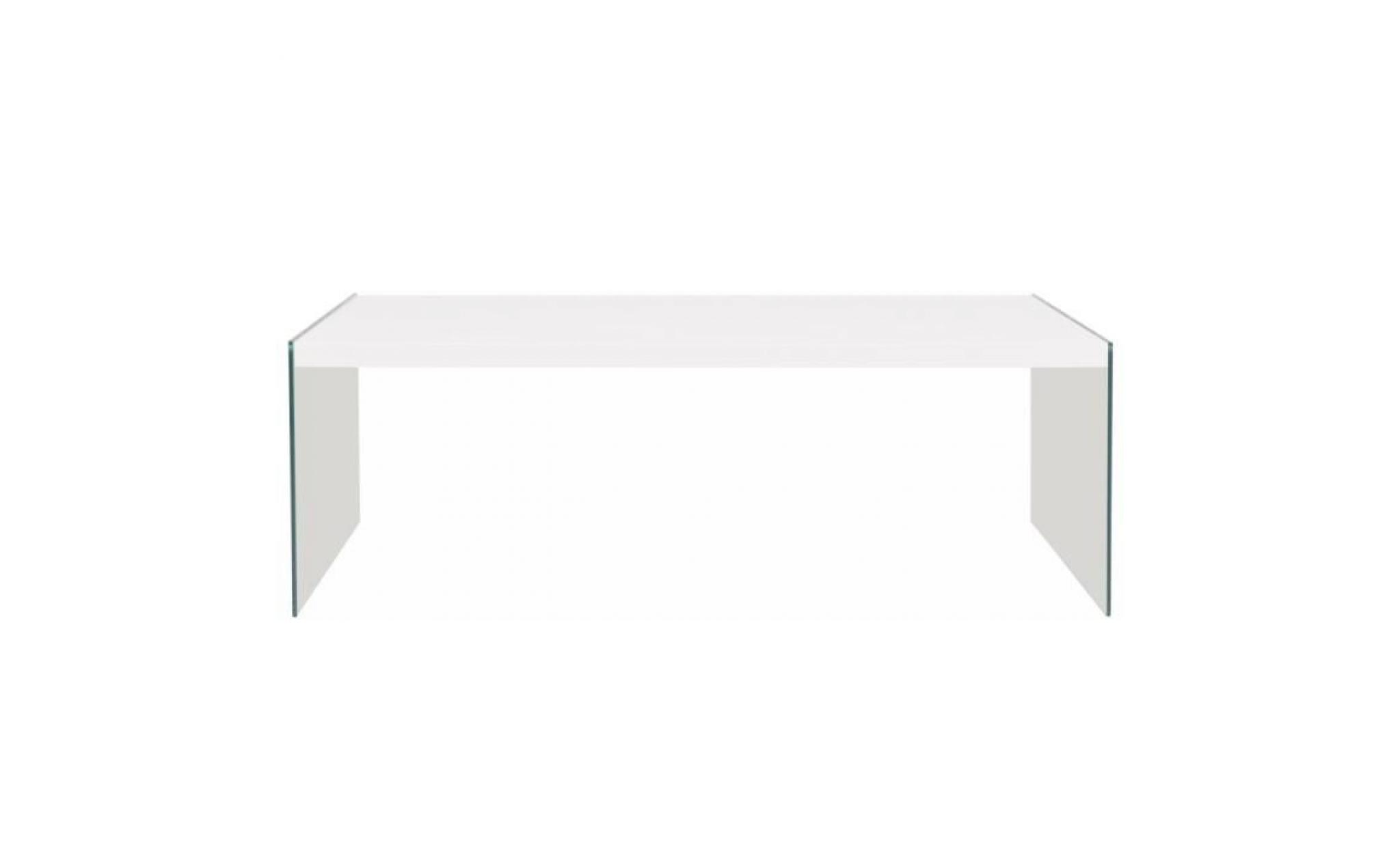 table basse style contemporain table de salon mdf verre très brillant blanc pas cher