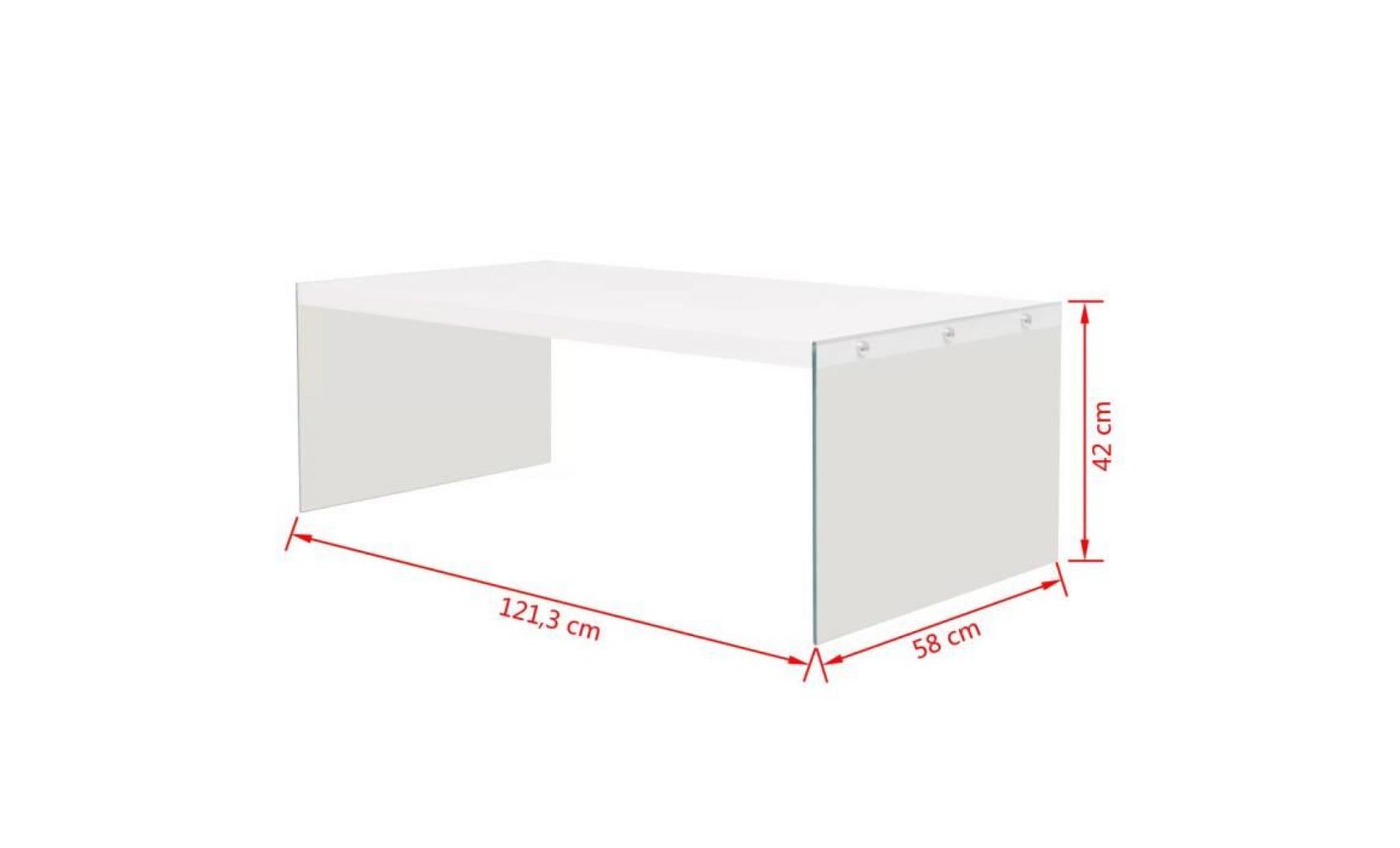 table basse style contemporain table de salon mdf et verre 110 x 55 x 40 cm couleur de chêne pas cher