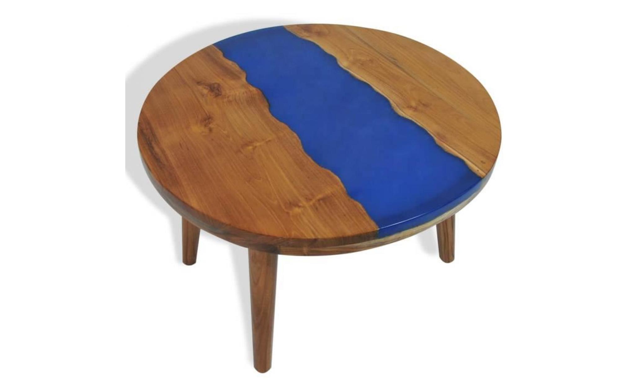 table basse style contemporain table de salon teck résine 60 cm
