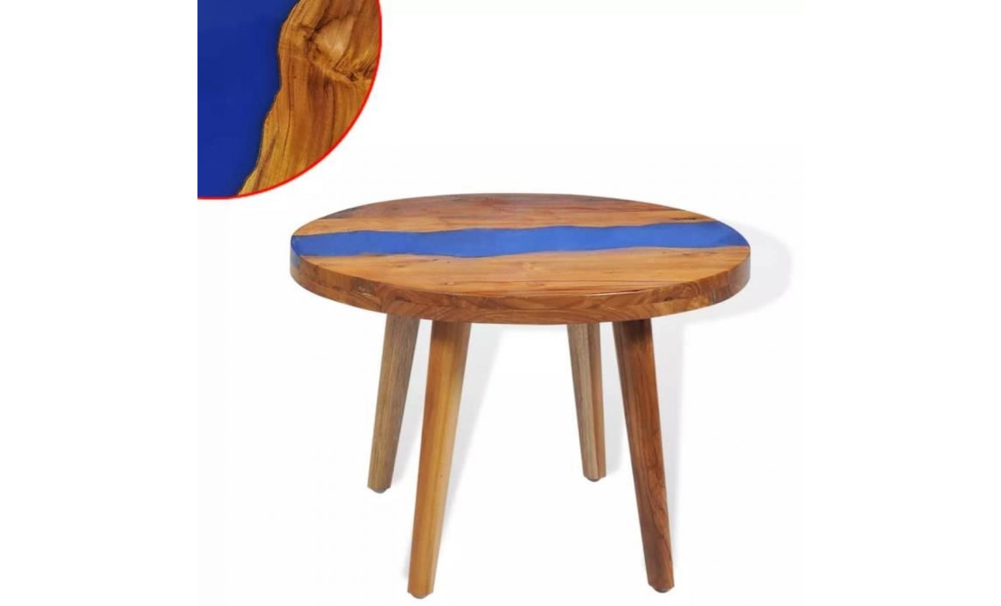 table basse style contemporain table de salon teck résine 60 cm pas cher