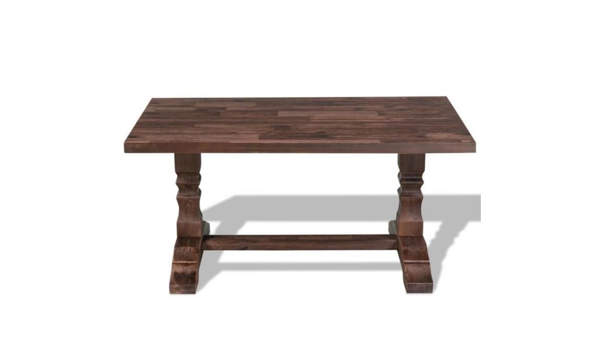 table basse sur pied bois d'acacia massif 100 x 60 x 45 cm brun pas cher