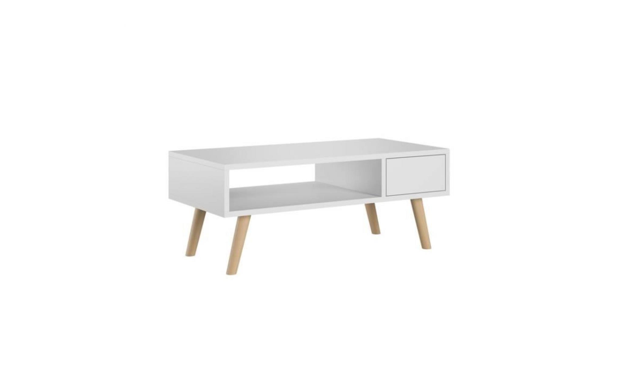 table basse table à café d'appoint scandinave pieds en bois julia (blanc mat)