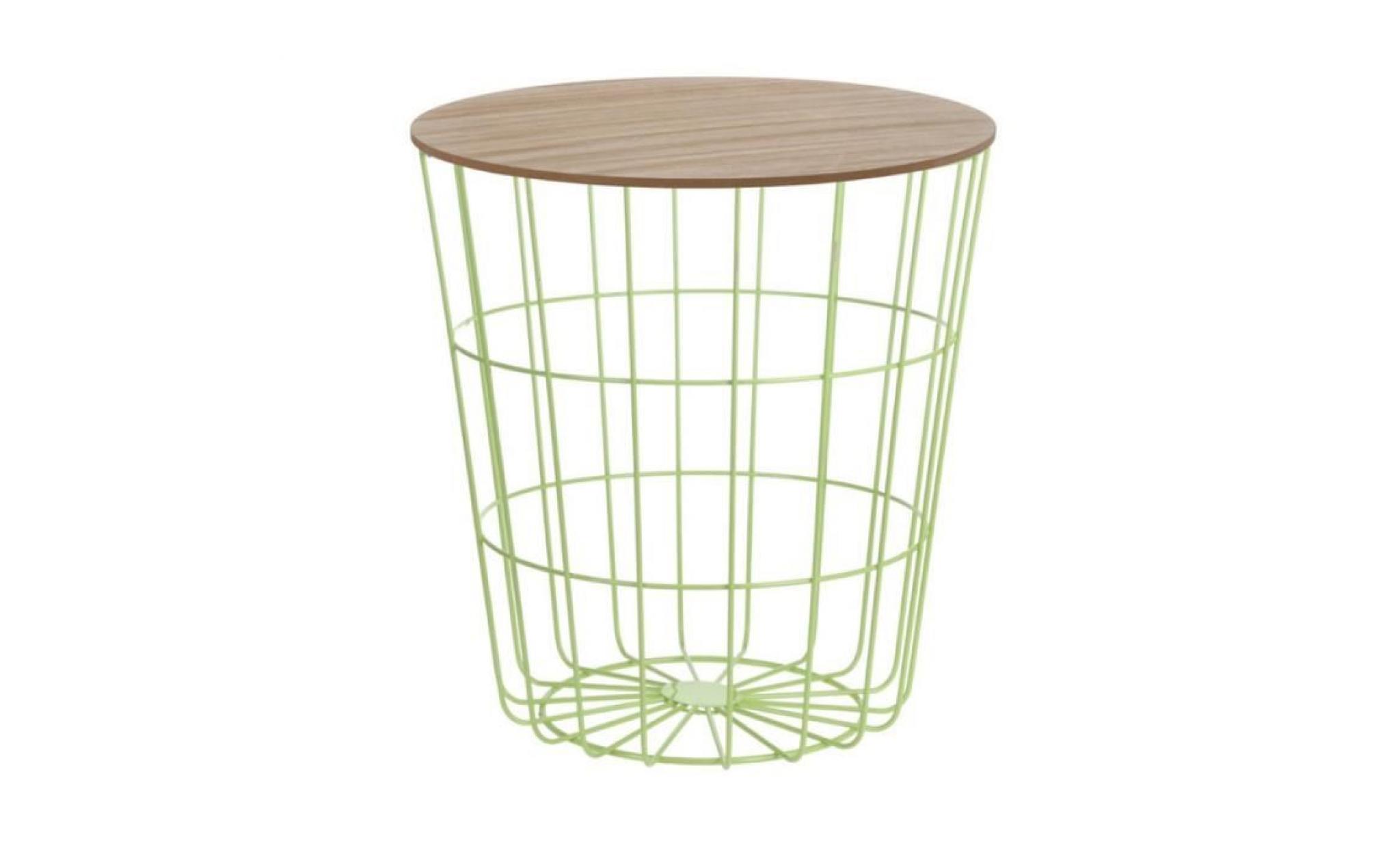 table basse / table d’appoint   suny   41 cm   vert   panier fonctionnel   style scandinave