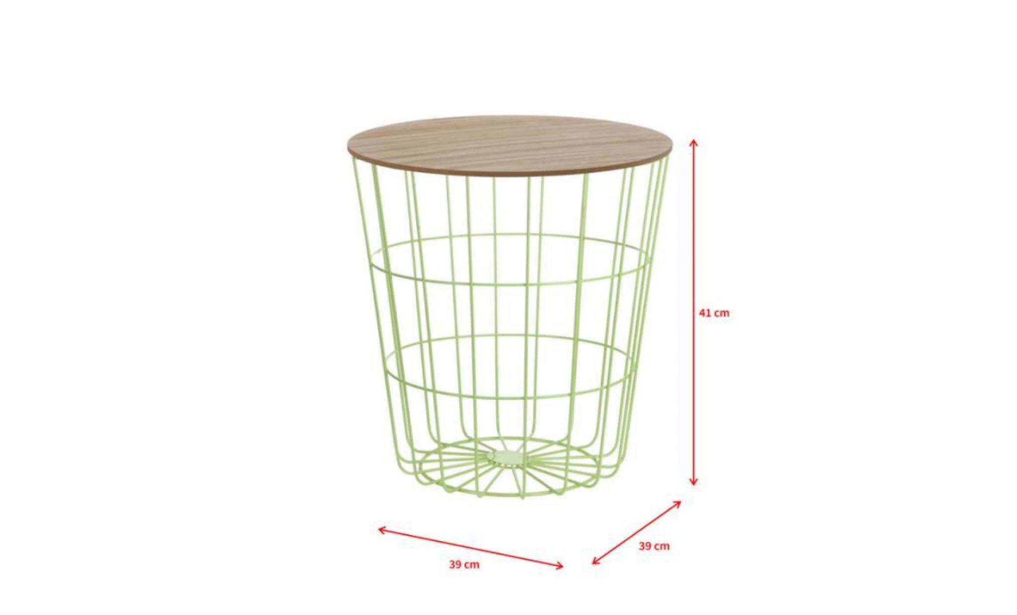 table basse / table d’appoint   suny   41 cm   vert   panier fonctionnel   style scandinave pas cher