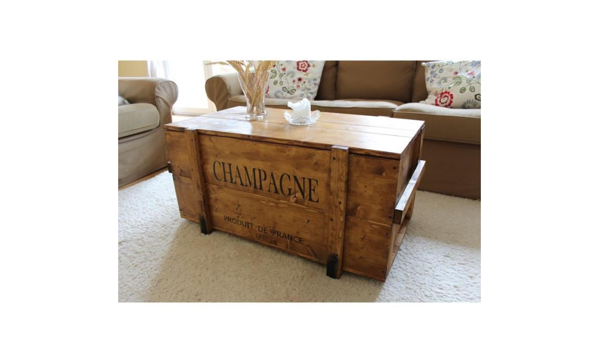 table basse, table d'appoint vintage style shabby chic, caisse en bois, coffre en bois massif, noyer