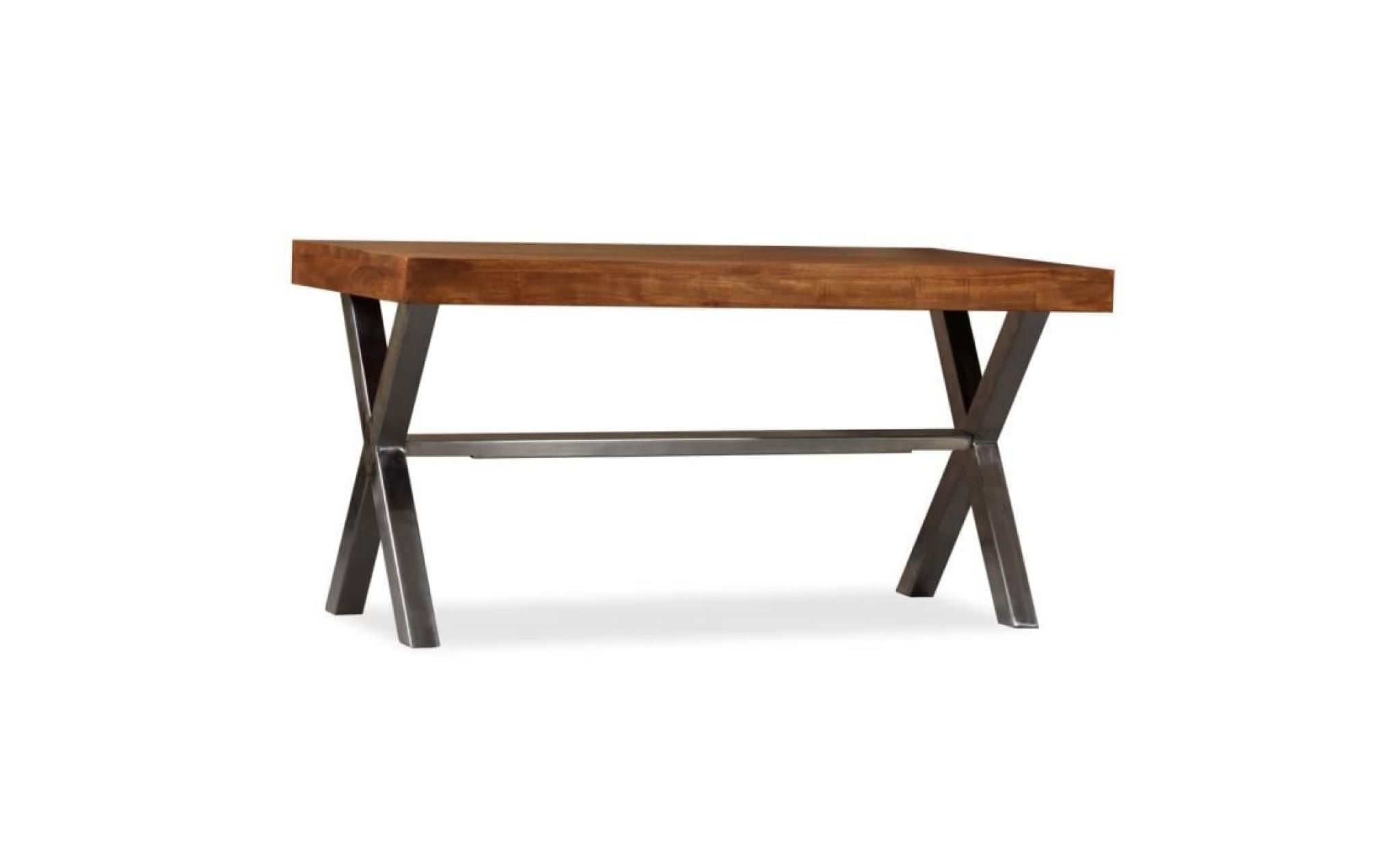table basse table de café bois massif avec finition en sesham 100 x 50 x 50 cm pas cher
