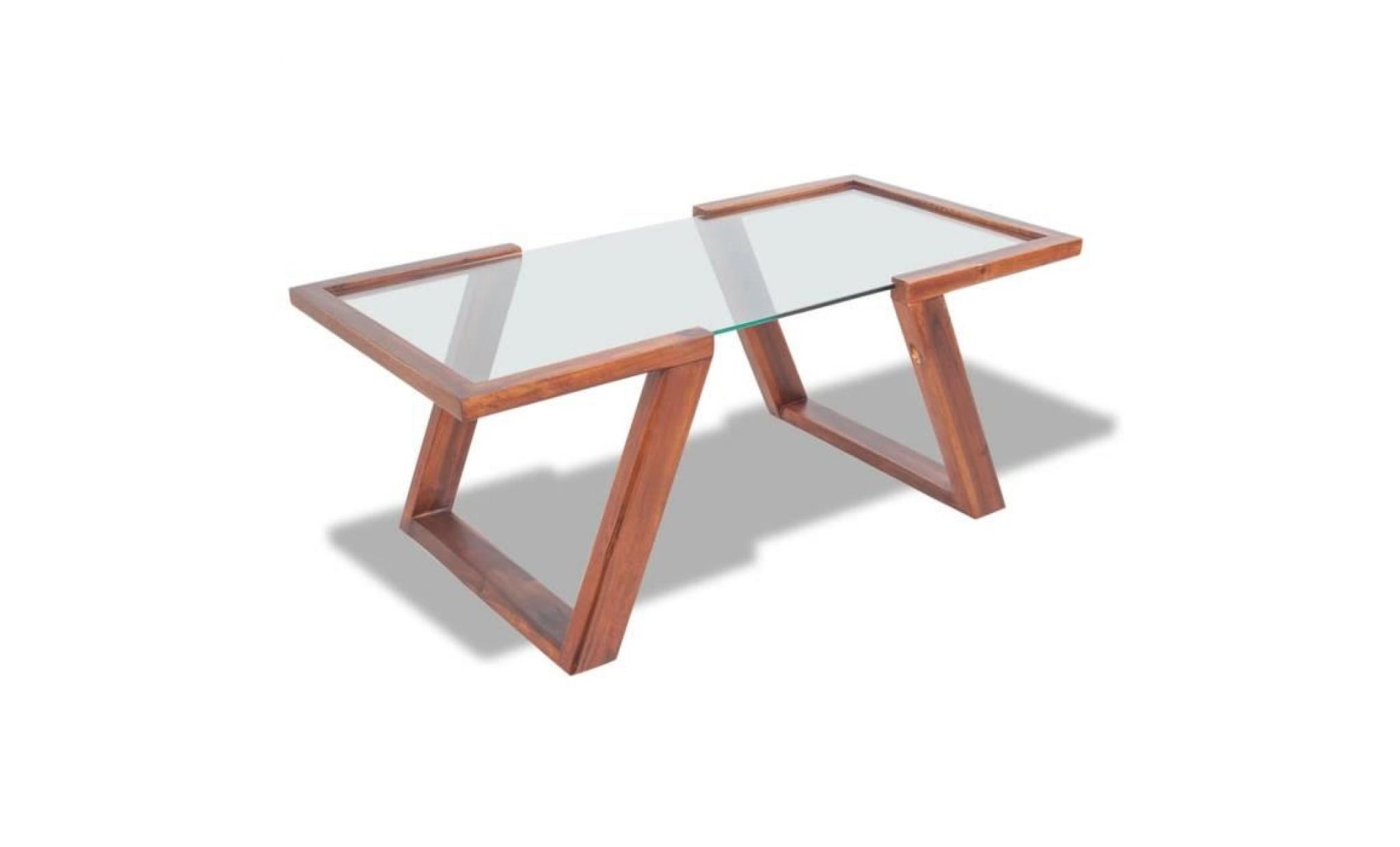 table basse table de café bois massif d'acacia 100 x 50 x 40 cm marron