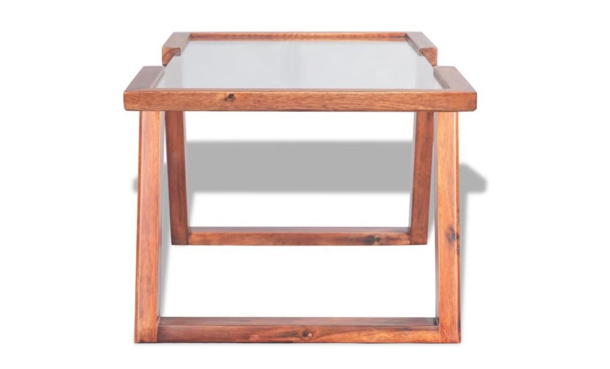 table basse table de café bois massif d'acacia 100 x 50 x 40 cm marron pas cher