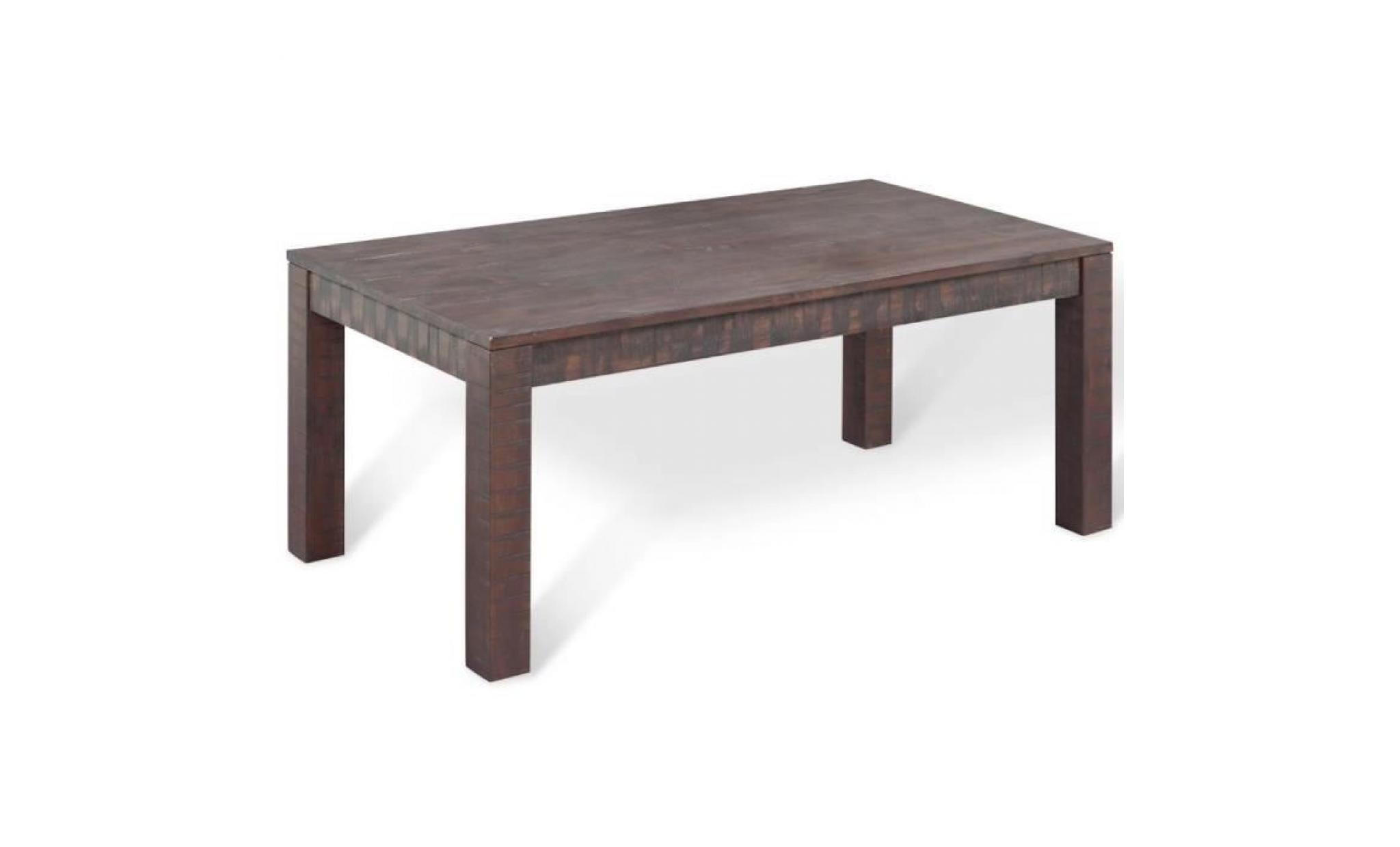 table basse table de salon  105x55 x45 cm bois d'acacia massif aspect fumé