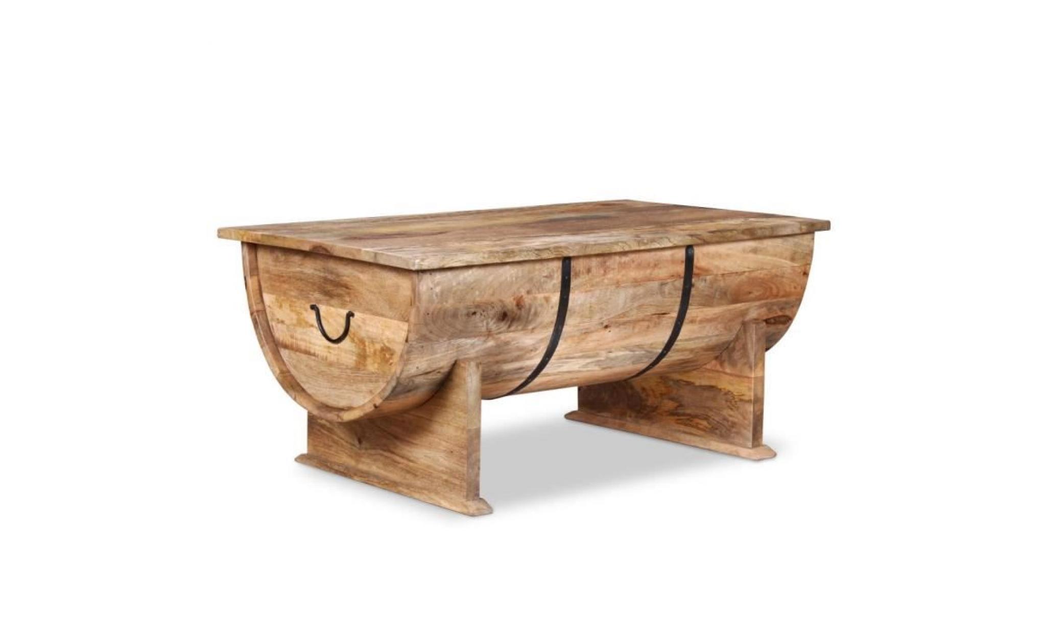 table basse table de salon avec grand compartiment de rangement bois de manguier massif 88 x 50 x 40 cm