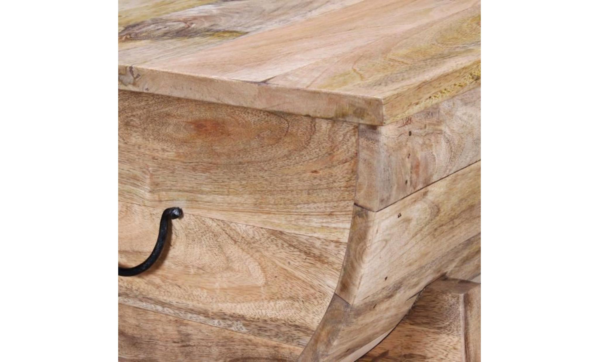 table basse table de salon avec grand compartiment de rangement bois de manguier massif 88 x 50 x 40 cm pas cher