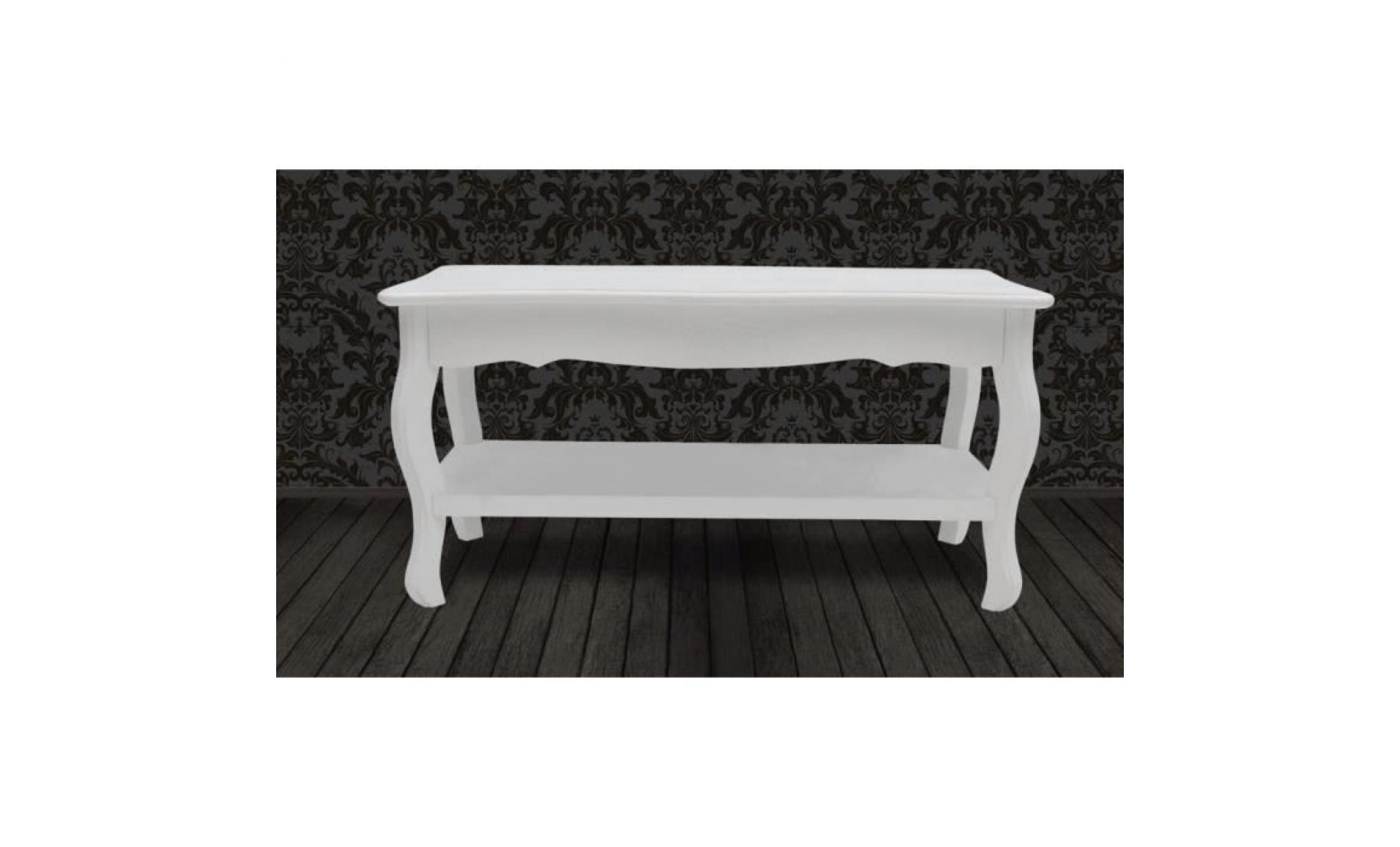 table basse table de salon avec grand Étagère 87,5 x 42 x 44 cm  mdf blanc pas cher