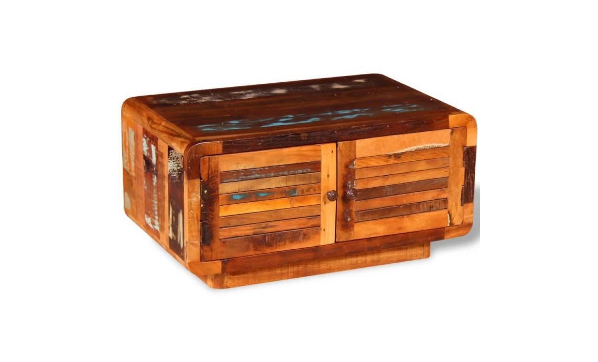 table basse table de salon bois de récupération massif fait à la main 80 x 50 x 40 cm pas cher