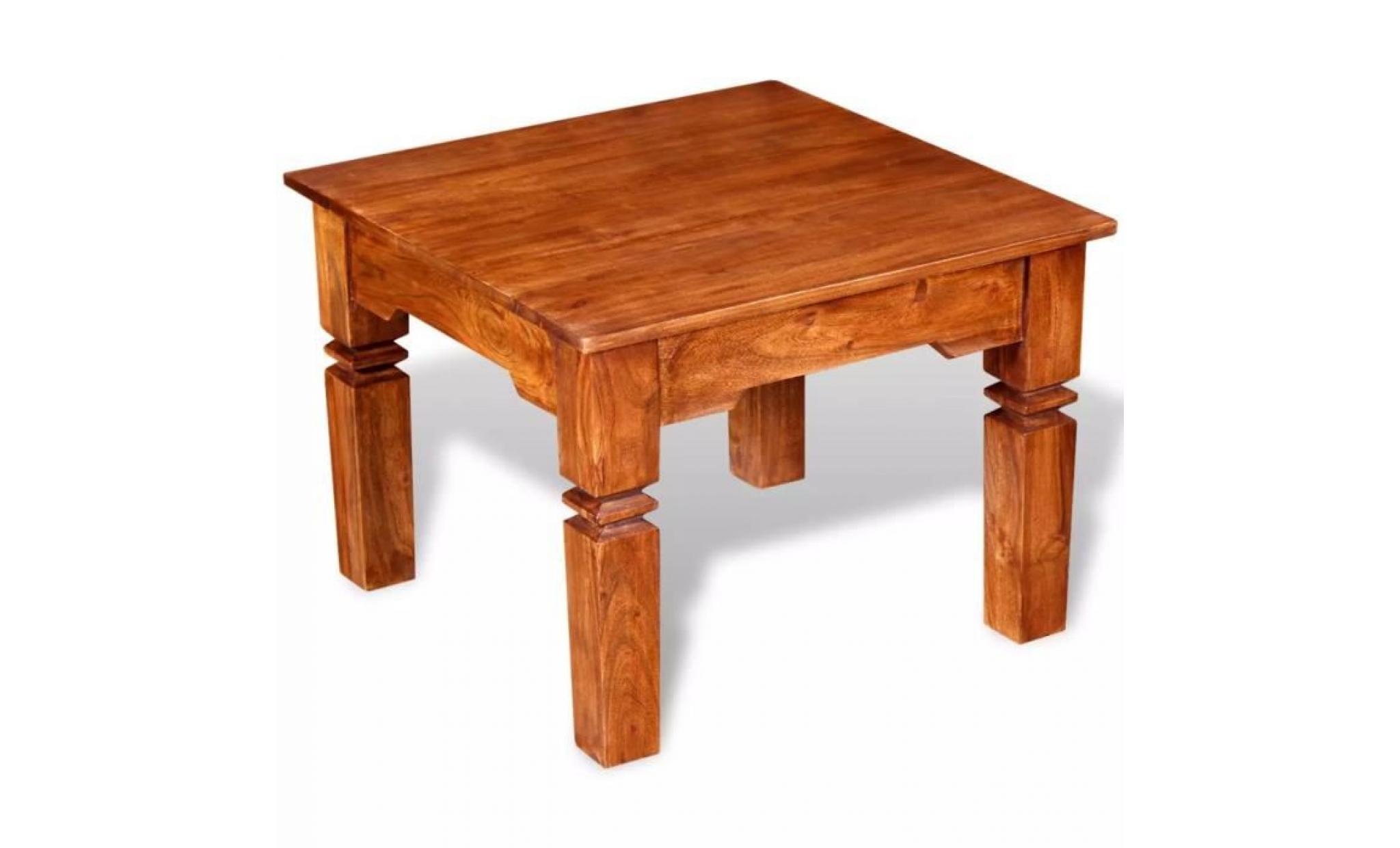 table basse table de salon carré bois massif 60 x 60 x 45 cm facile à assembler