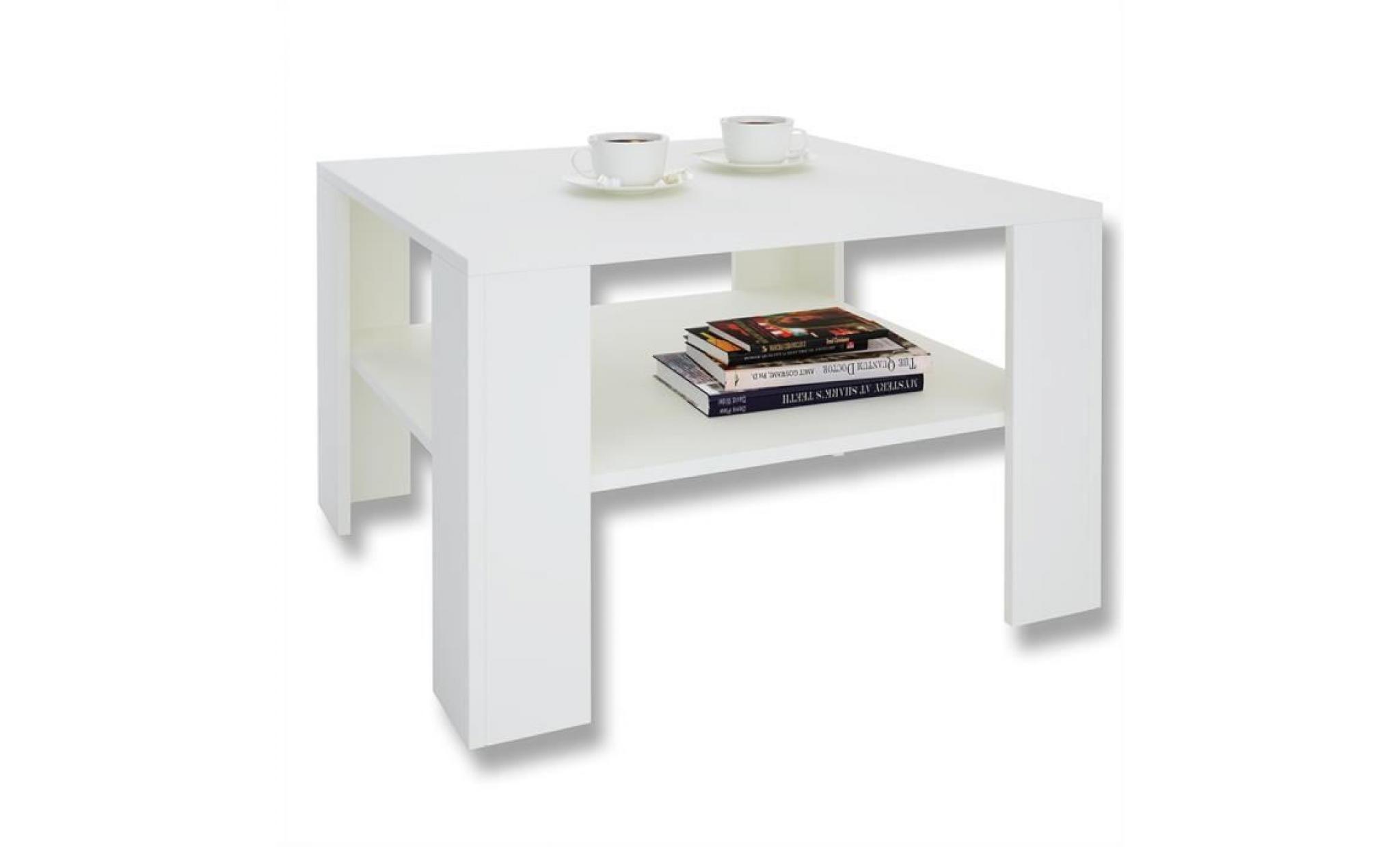 table basse sejour table de salon en mélaminé décor blanc mat