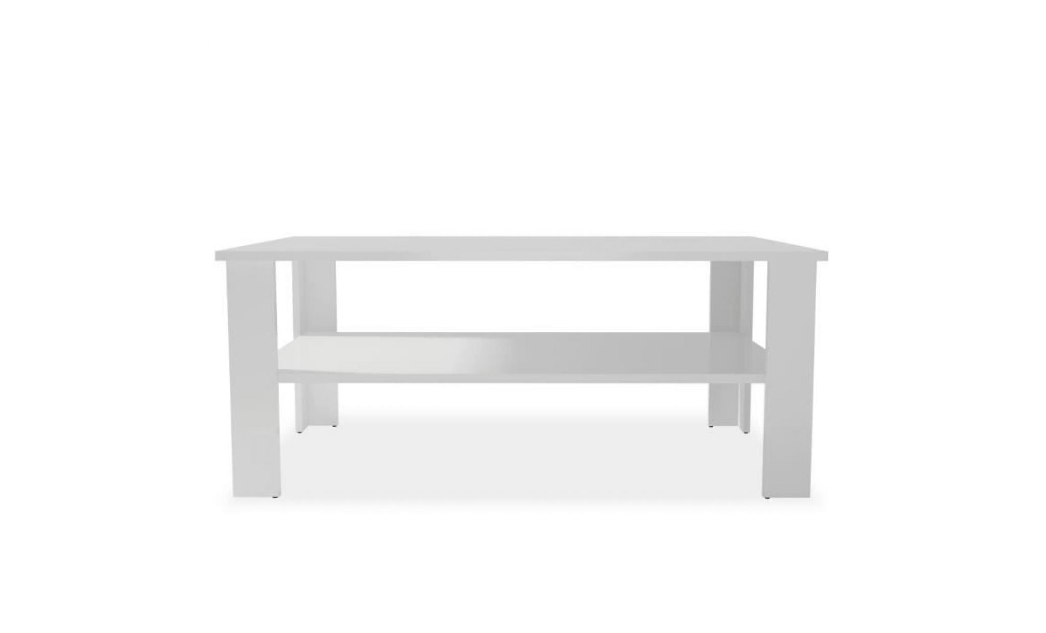 table basse table de salon tables d'appoint en aggloméré 100 x 59 x 42 cm blanc pas cher
