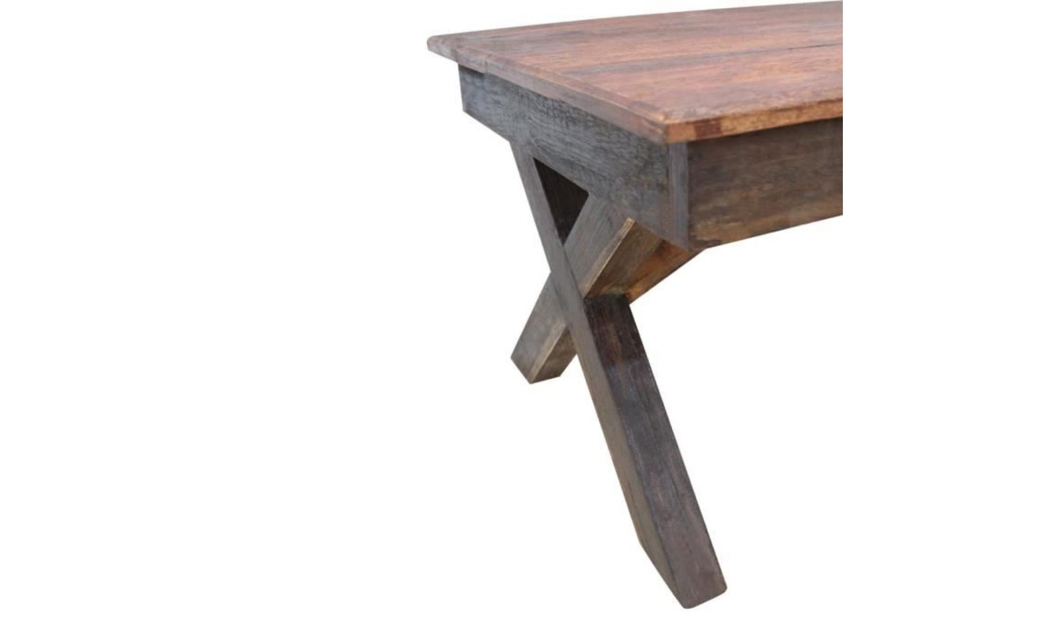 table basse table de thé bois de récupération massif 110 x 60 x 45 cm pas cher