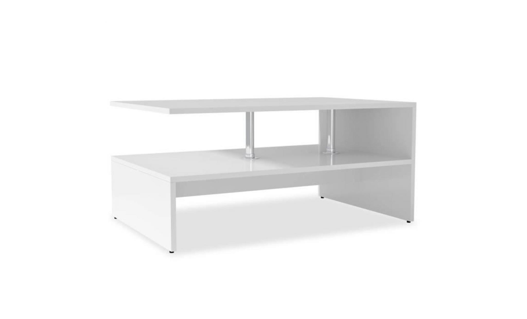 table basse tables d'appoint en aggloméré 90 x 59 x 42 cm blanc pas cher