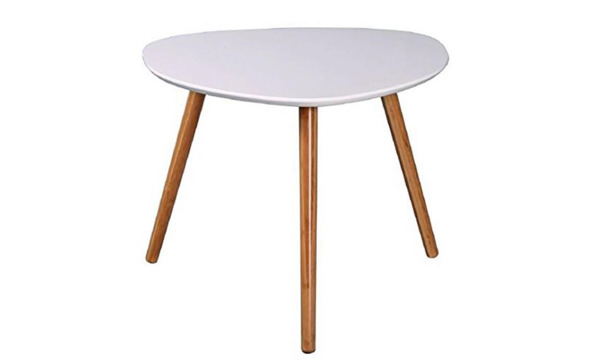 table basse zoe, blanc et bambou, l60 x h60 x p40.5 cm