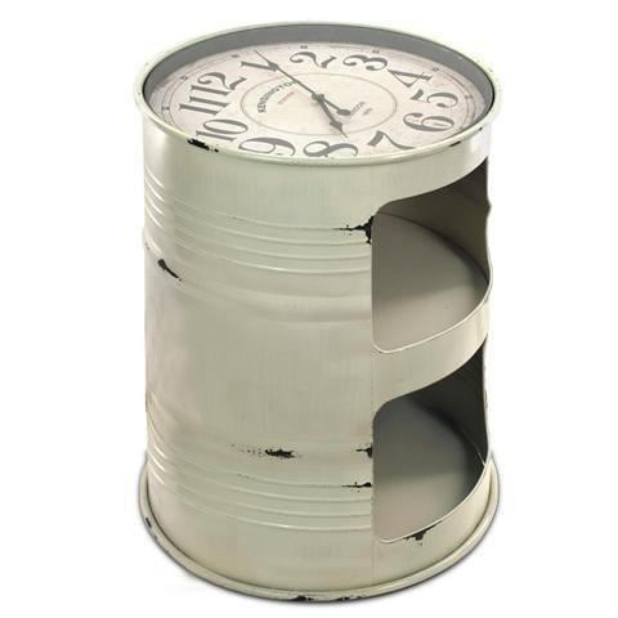 Table Bidon avec Horloge Blanc 58 cm