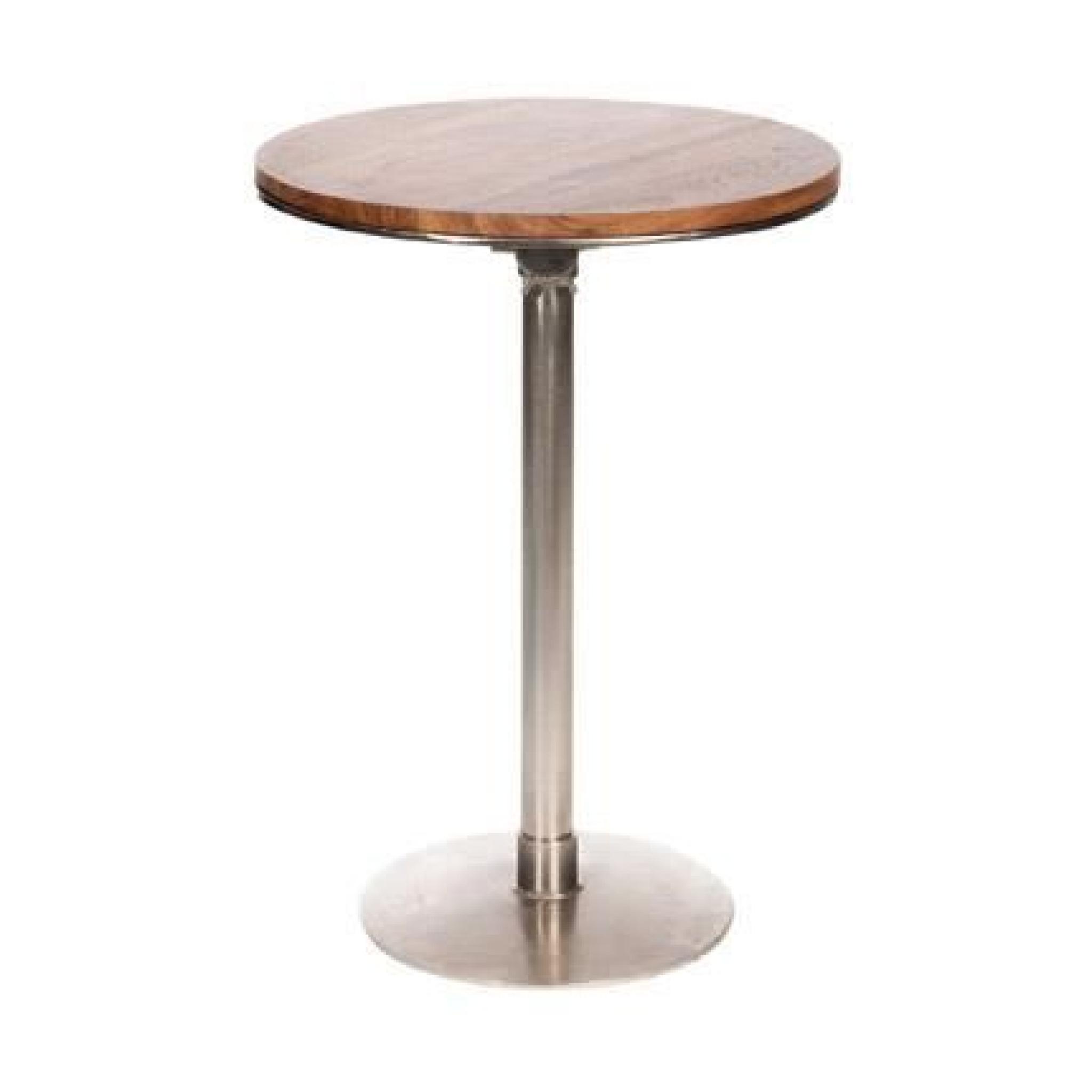 Table bistrot ronde ajustable bois et métal col...
