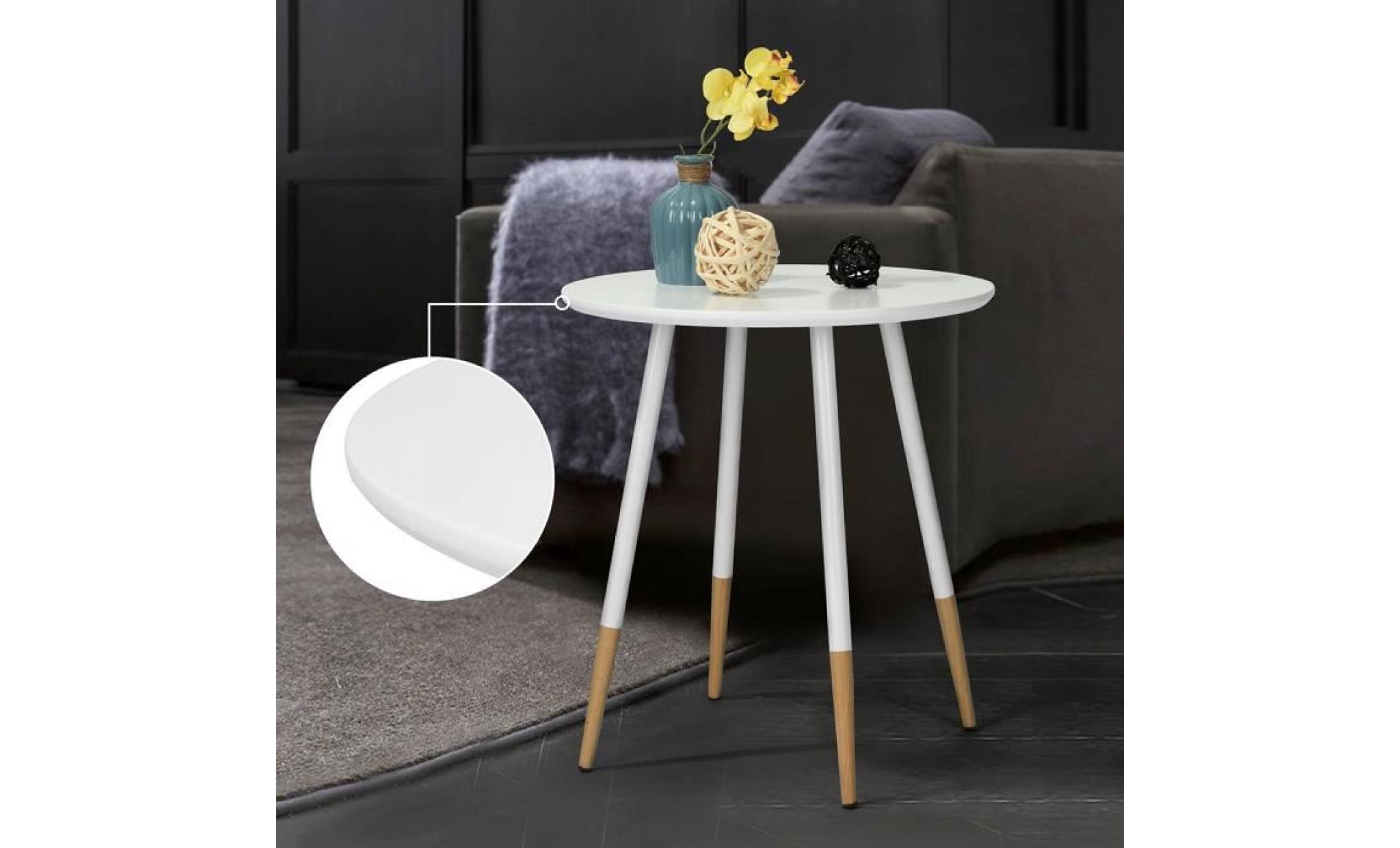 table café table d'appoint table basse moderne ronde Φ50cm   4 pieds blanc