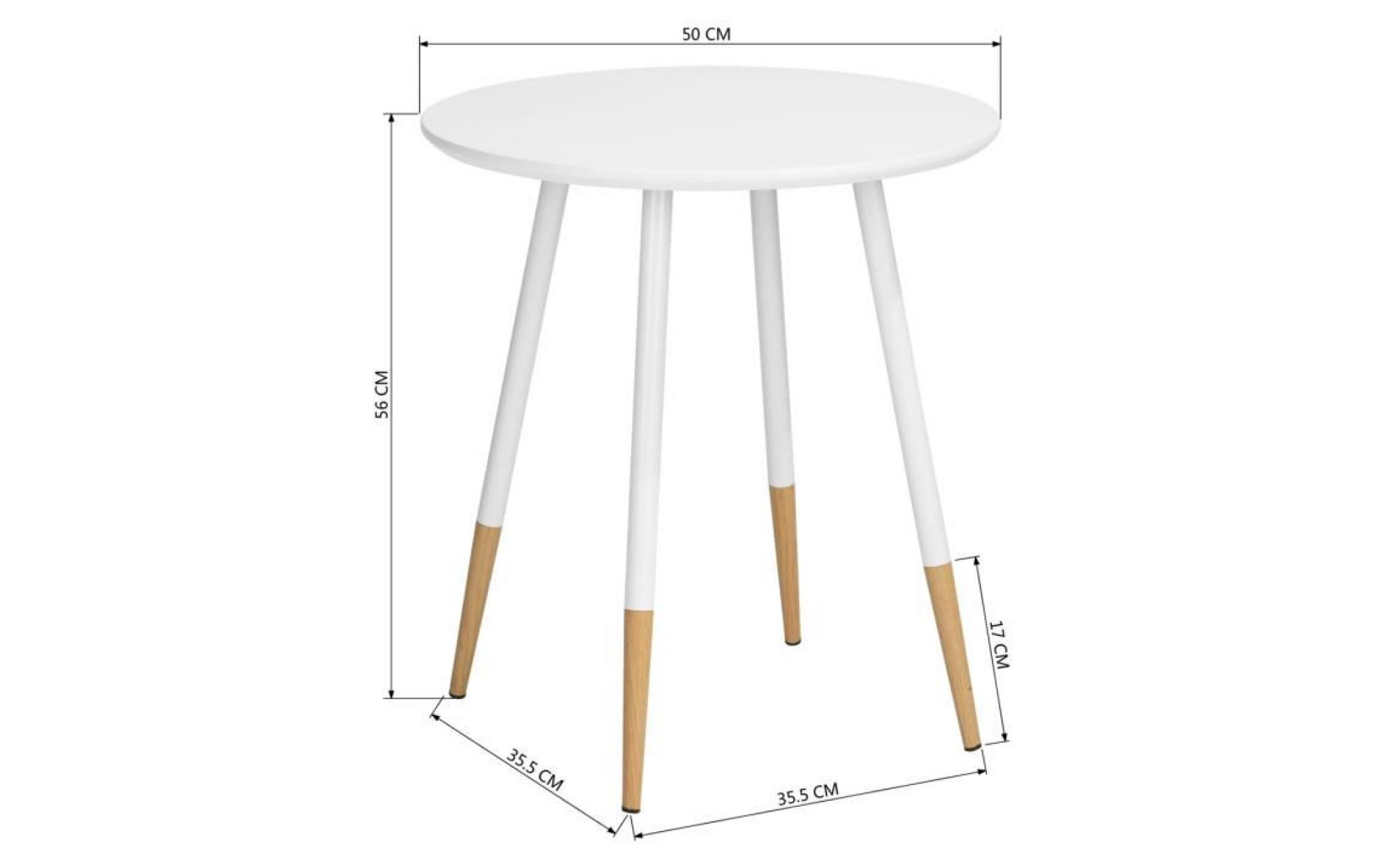 table café table d'appoint table basse moderne ronde Φ50cm   4 pieds blanc pas cher