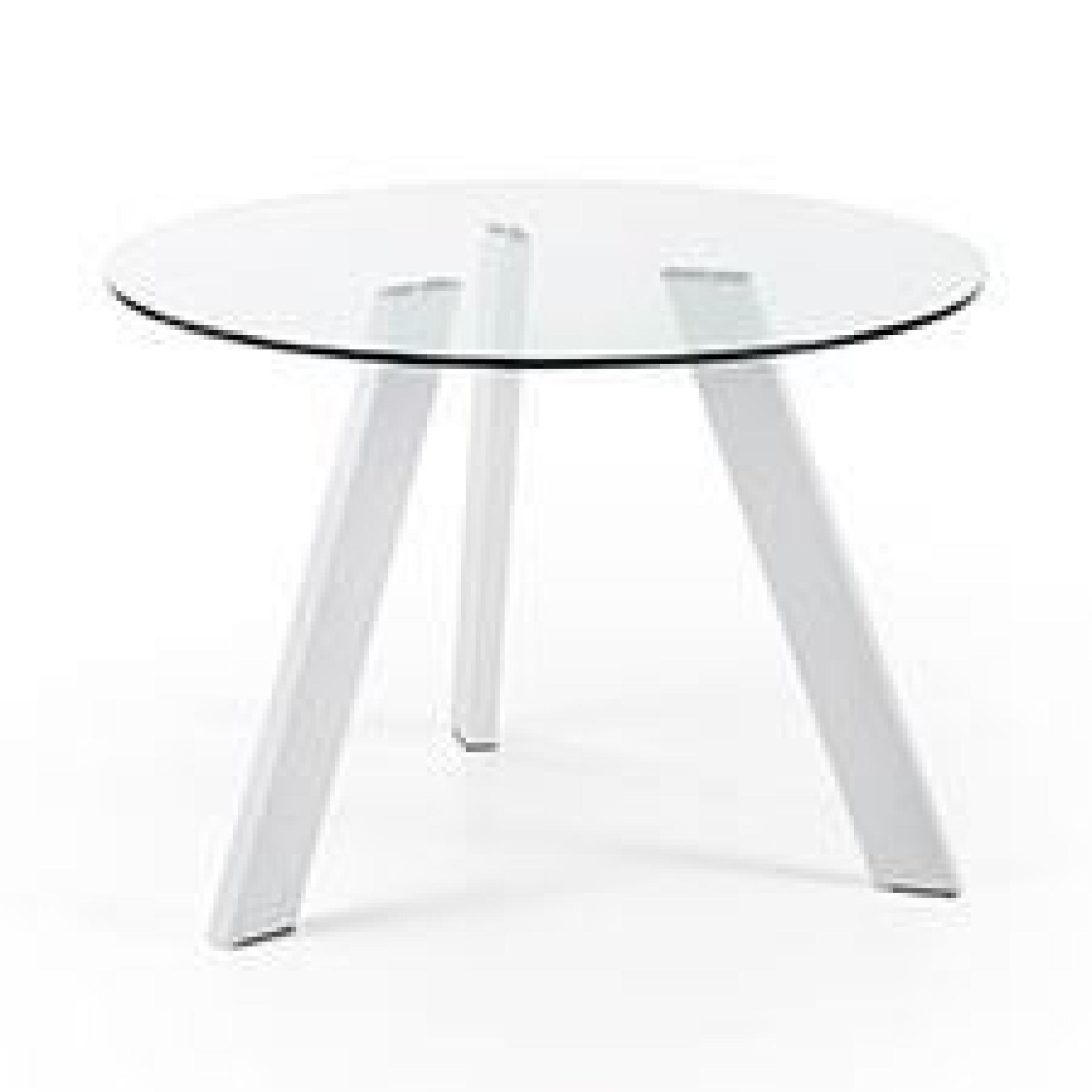 Table Carib 110 cm, blanc et verre