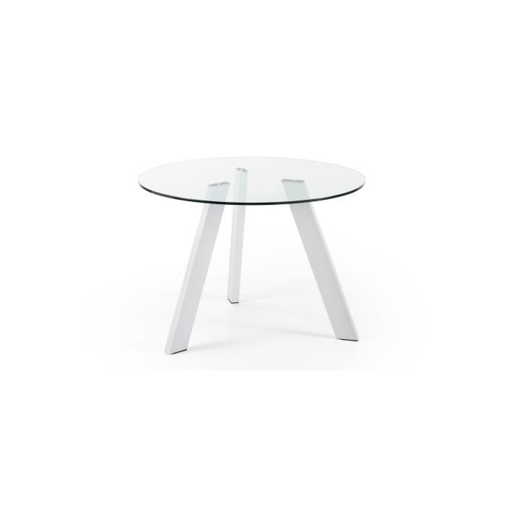Table Carib 110 cm, blanc et verre pas cher