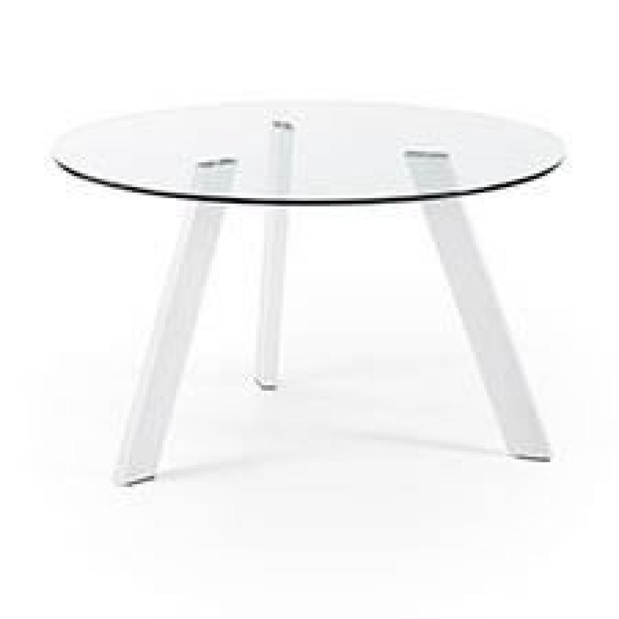 Table Carib 130 cm, blanc et verre