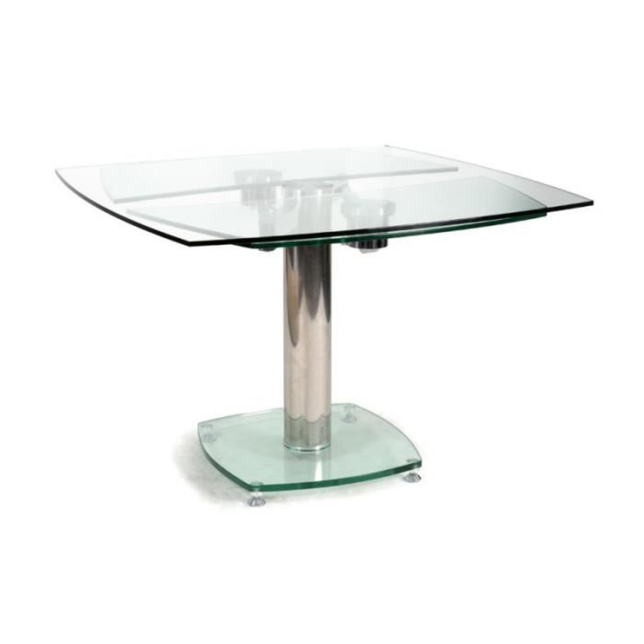 Table Carrée avec allonges plateau verre transparent CONTEMPO