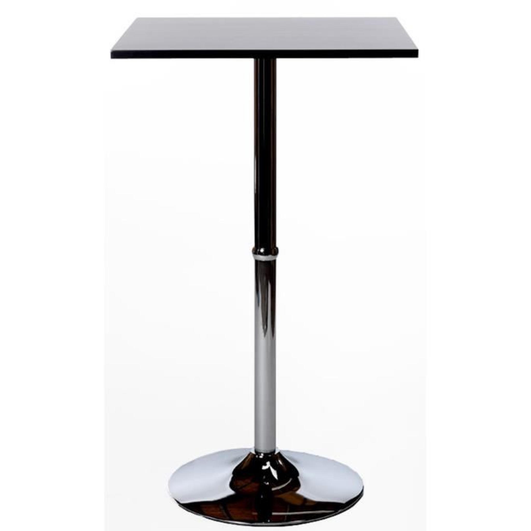 Table carrée de Bar avec plaque de bois coloris noir, Dim: H105 x D45 cm