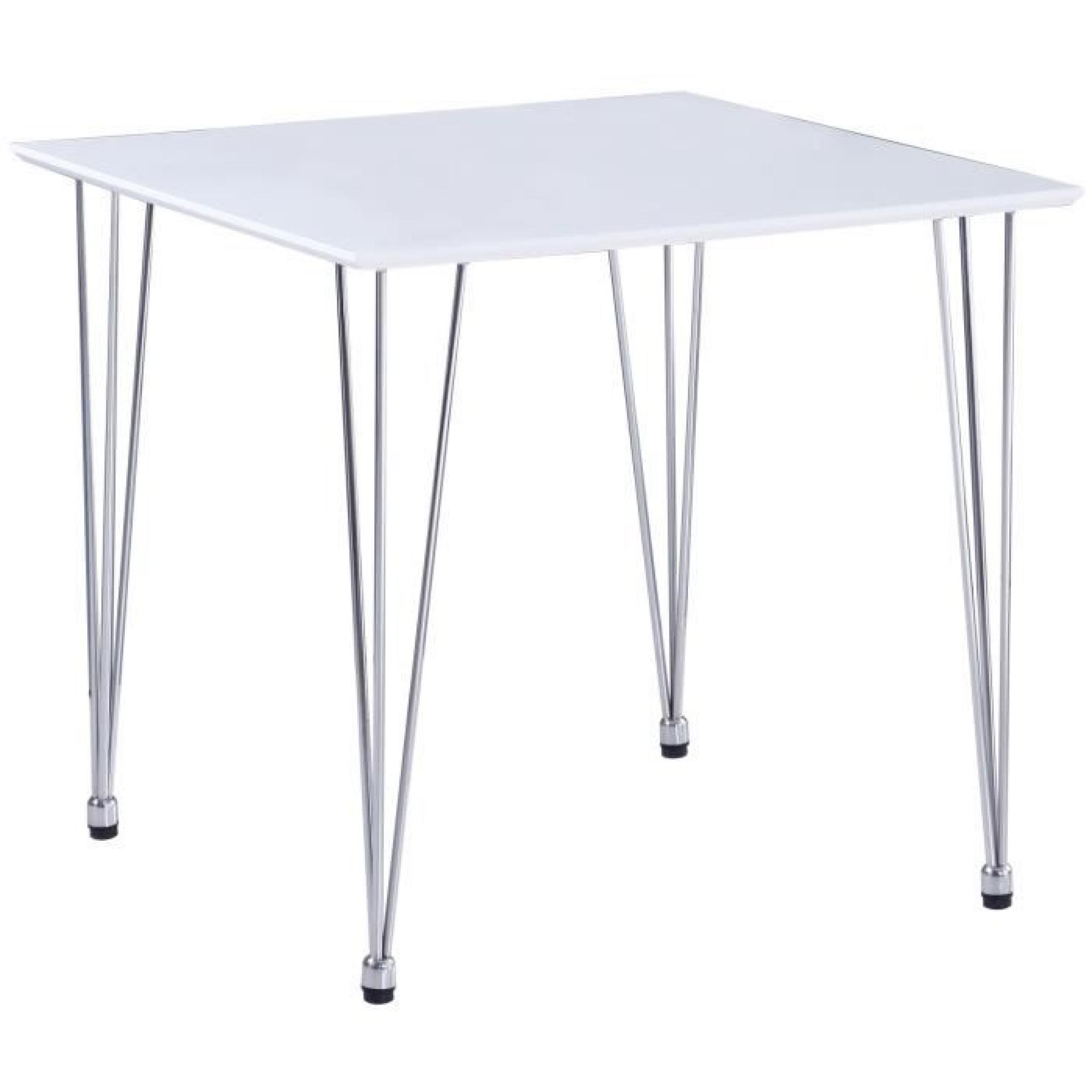Table carrée design LUNA 80 cm coloris blanc mat 