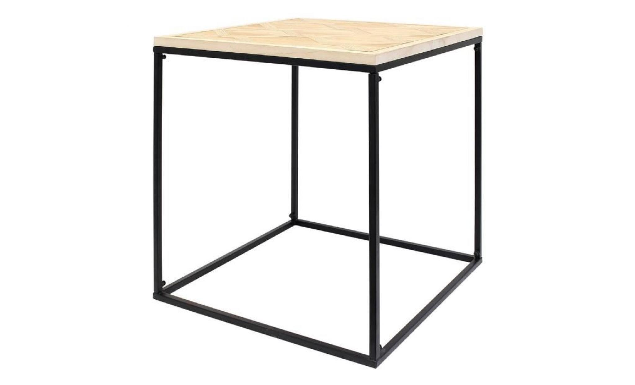 table carrée en bois et métal   dim :  48 x 48 x 50 cm