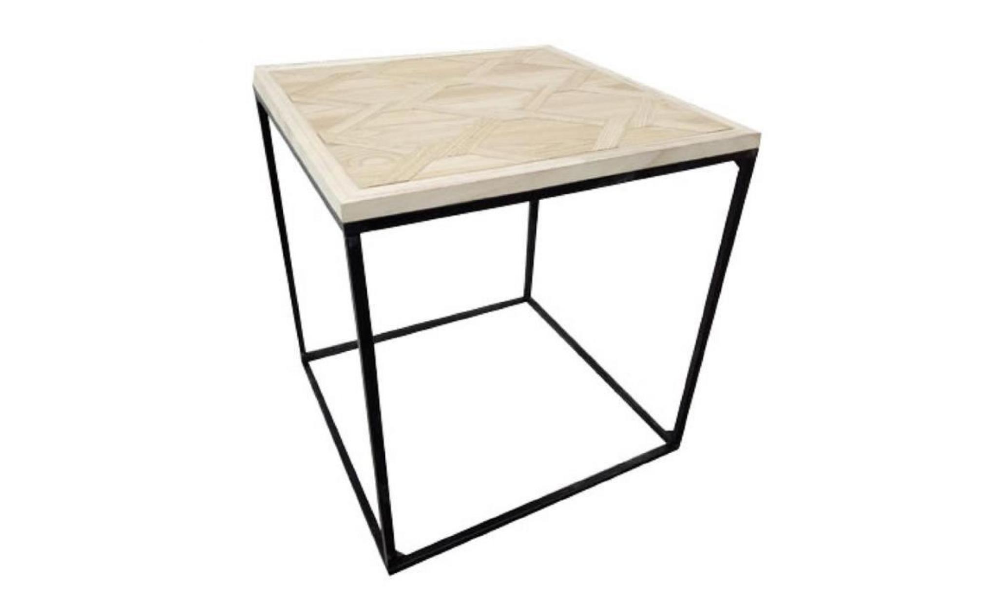 table carrée en bois et métal   dim :  48 x 48 x 50 cm pas cher
